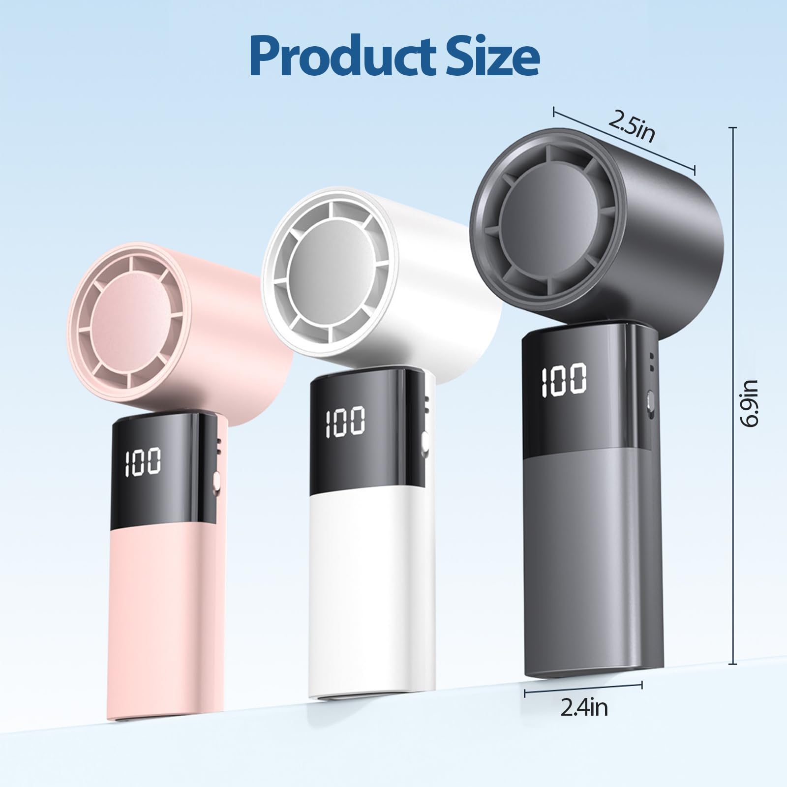 Saytay Portable Fan, High Speed Handheld Turbo Fan Personal Fan With Digital Display