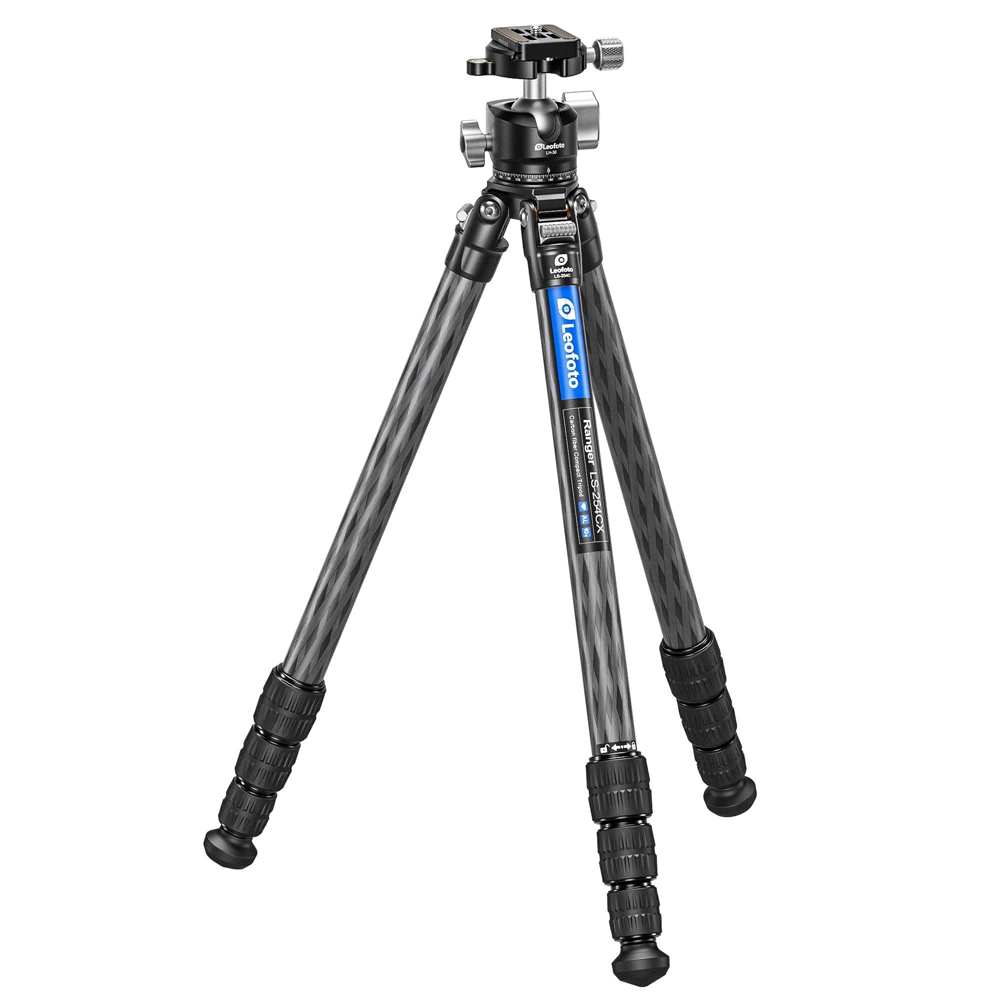 Leofoto Professional Camera Tripod, 46" Compact Carbon Fiber Tripod For Dslr Video Camcorder, 4 Leg Sections, 360° Ball Head, Max Load 8Kg/18Lb (Ls-254Cx+Lh-30)