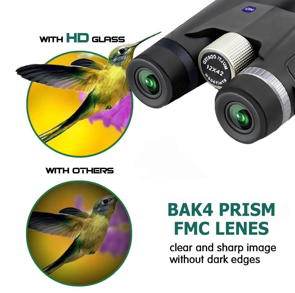Ayraviio 12×42 Binoculars For Adults With Smartphone Holder & Tripod, Birthday  For Men Dad Him Husband Teen, High Power Lightweight Binoculars, Fmc & Bak4 Prism, Survival Hiking Gear