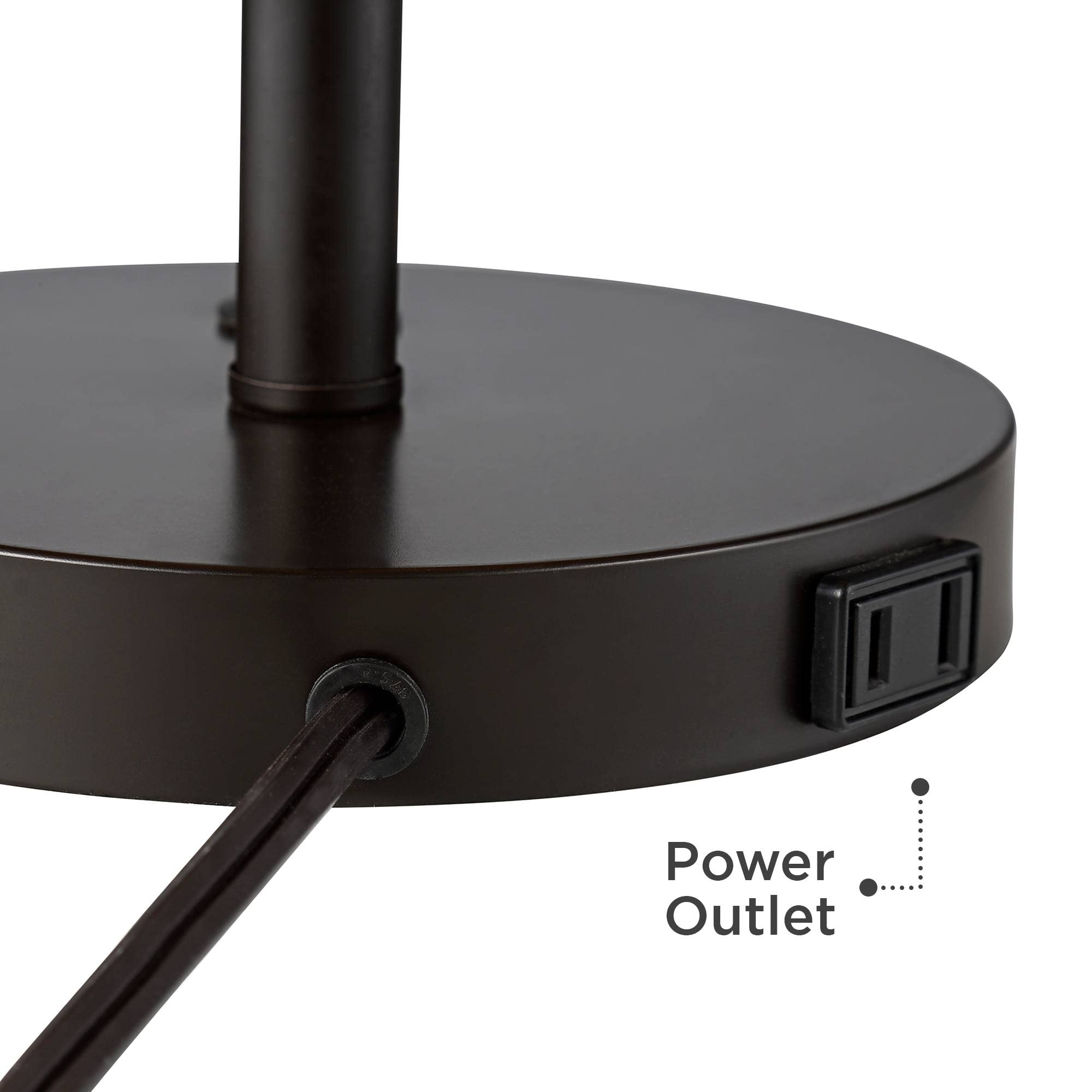 360 Lighting Heyburn Modern Accent Table Lamp With Hotel Style Usb And Ac Power Outlet In Base 20" High Dark Bronze Oatmeal Cylinder Shade For Living Room Desk Bedroom House Bedside