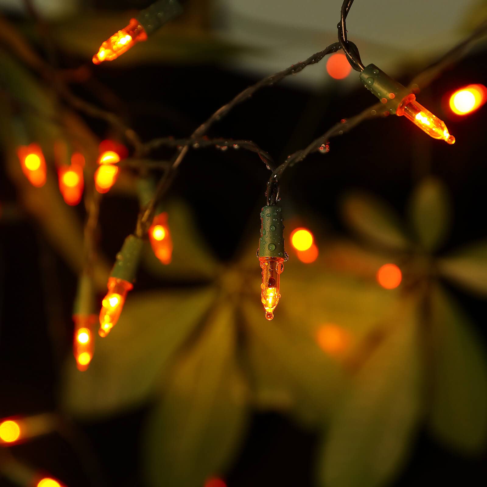 Semilits Halloween Decoration String Lights 100Led Orange Solar String Lights For Garden Home