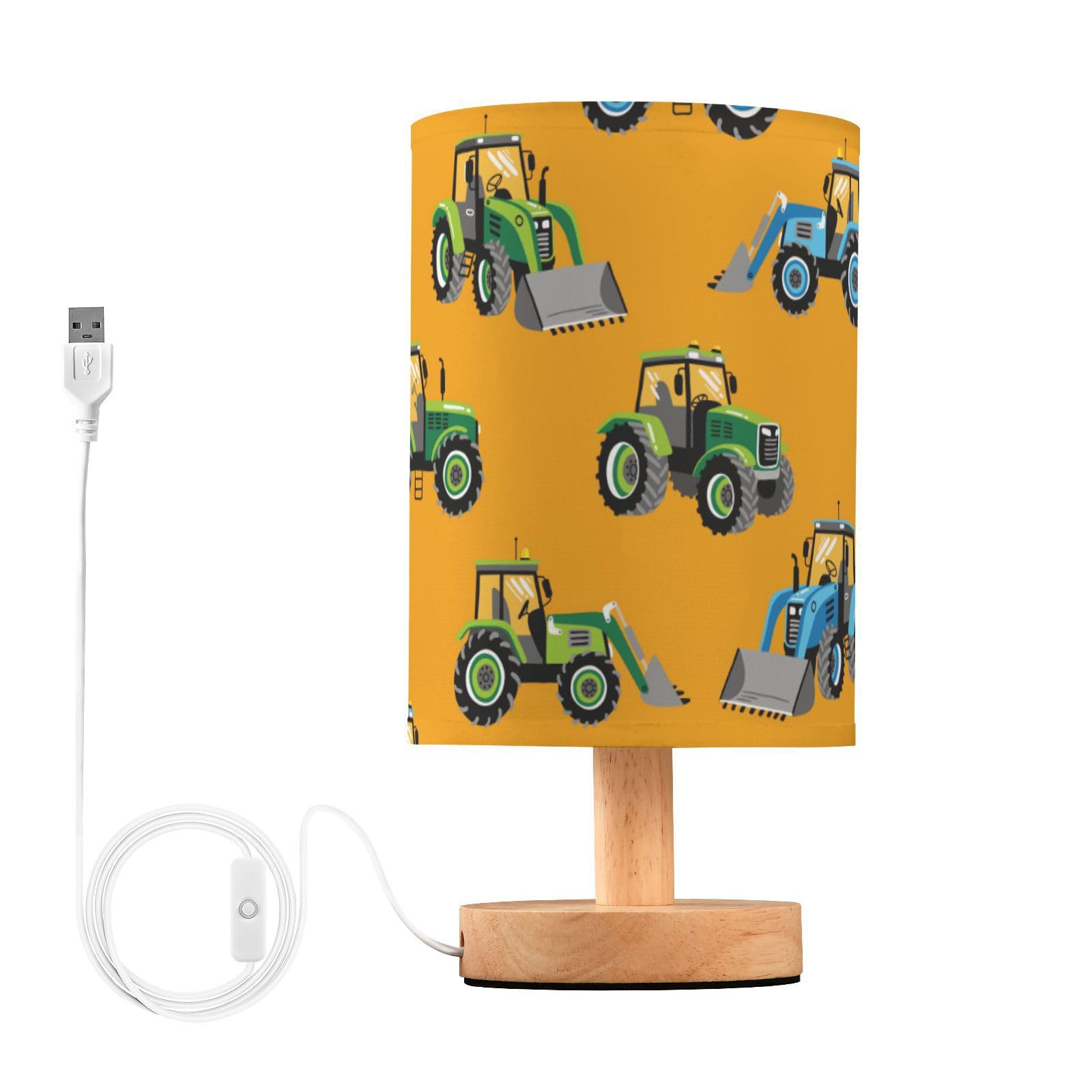 Frodotgv Night Lamp Light Table Lamp Unique Hand Drawn Tractor Yellow Lamps For Kids Dorm Room