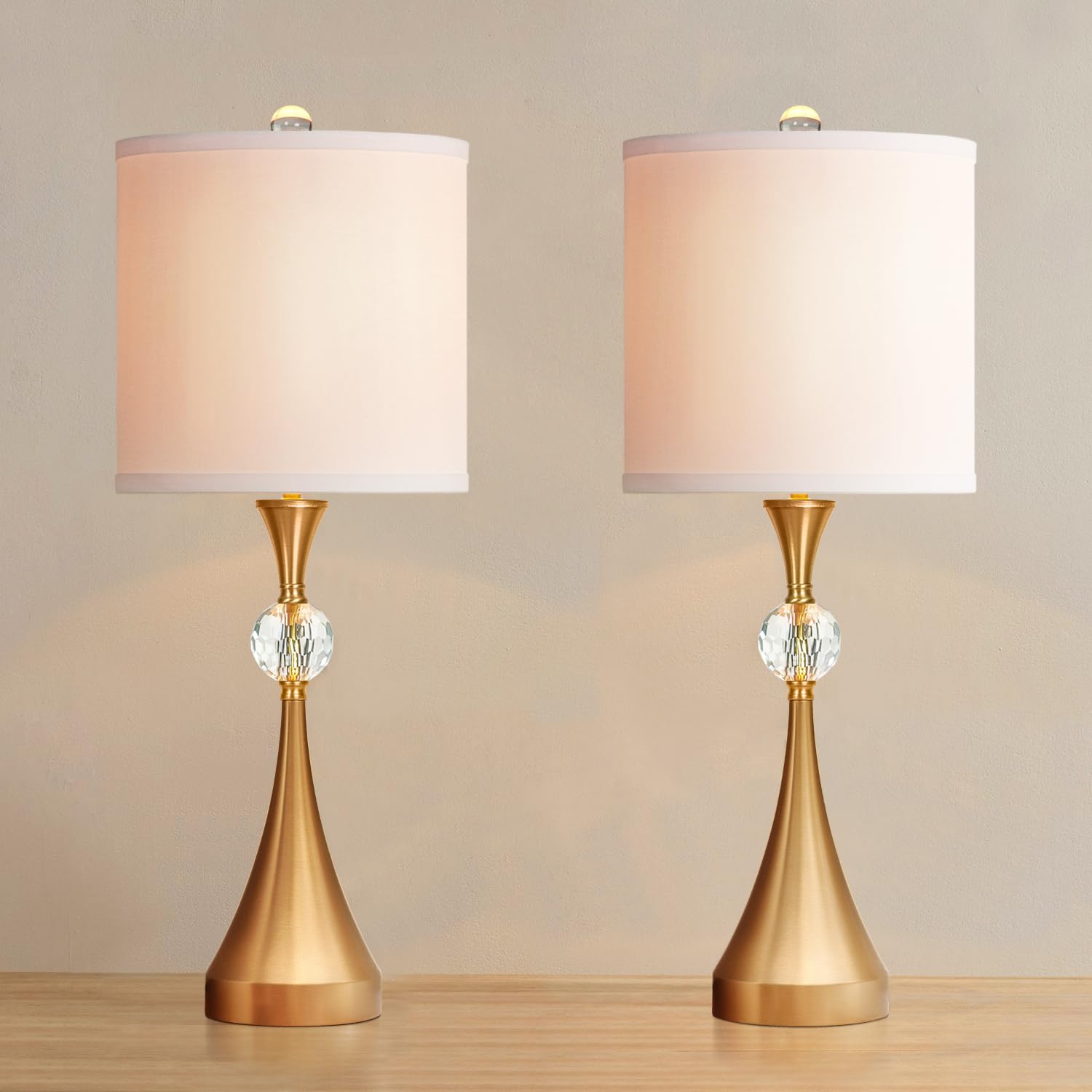 Lampworks 26'' Tall Table Lamp For Living Room Set Of 2, Bedside Table Lamp With 2 Usb Ports For Bedroom, 3-Way Dimmable Nightstand Lamps For End Table, Hallway, Entryway, Dining Room