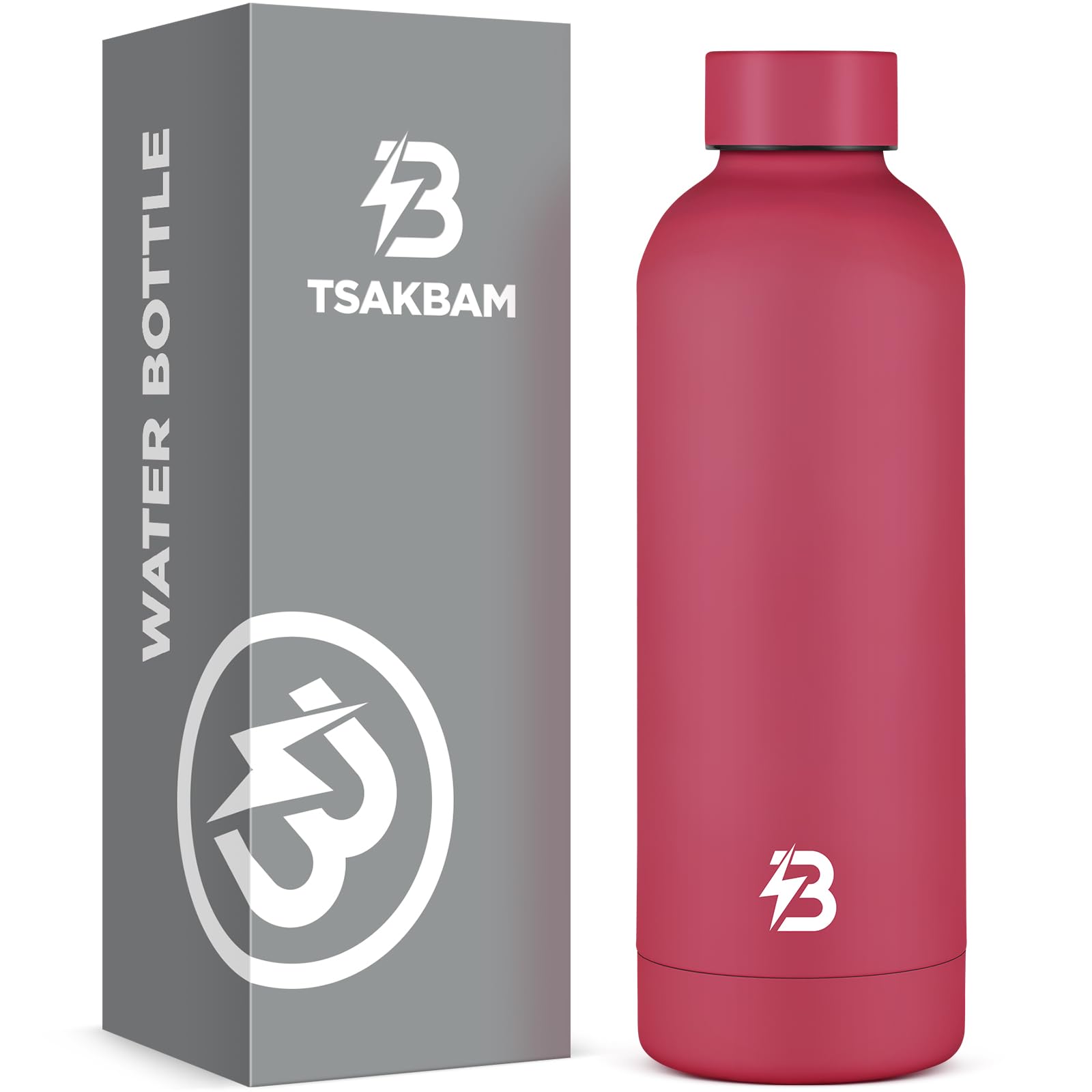 Insulated Water Bottle With Lid, 17 Oz Reusable Leak-Proof Metal Stainless Steel Water Bottles