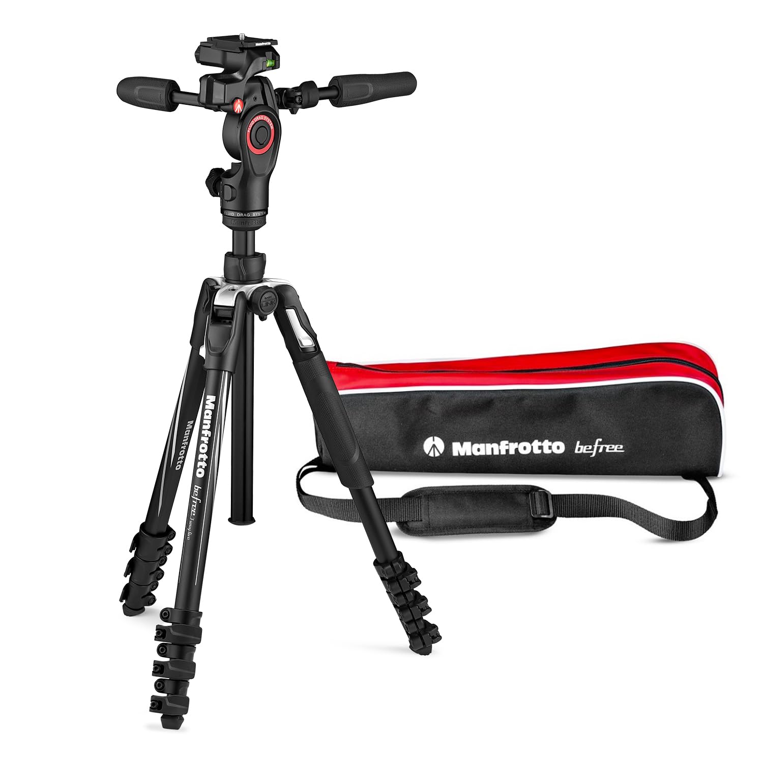Manfrotto Be Advanced 3-Way Tripod Kit, Tripod And Fluid Head In Aluminium For Cameras And Camcorders Up To 6 Kg, Ultra-Compact, Photo Accessories For Dslr, Csc, Mirrorless, Photo And Video