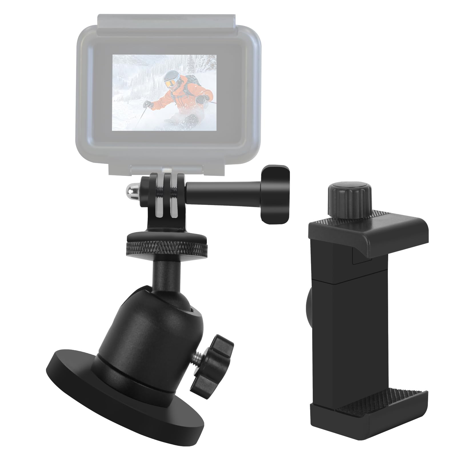 Vasgather Magnetic Camera Mounting Base 60Lb Powerful Magnet Tripod With 1/4” Ball Head Compatible With Gopro Hero 13/12/11/10/9/8/7/6 Insta 360 X4/X3/One/Xs/Go2/3 Action Camera And Cellphone