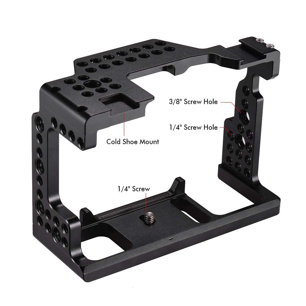 Andoer Camera Cage Video Film Making Stabilizer Aluminum Alloy Screw 1/4 Inch With Cold Shoe For Sony A7Ii/ A7Iii/ A7Sii/ A7M3/ A7Rii/ A7Riii Camera