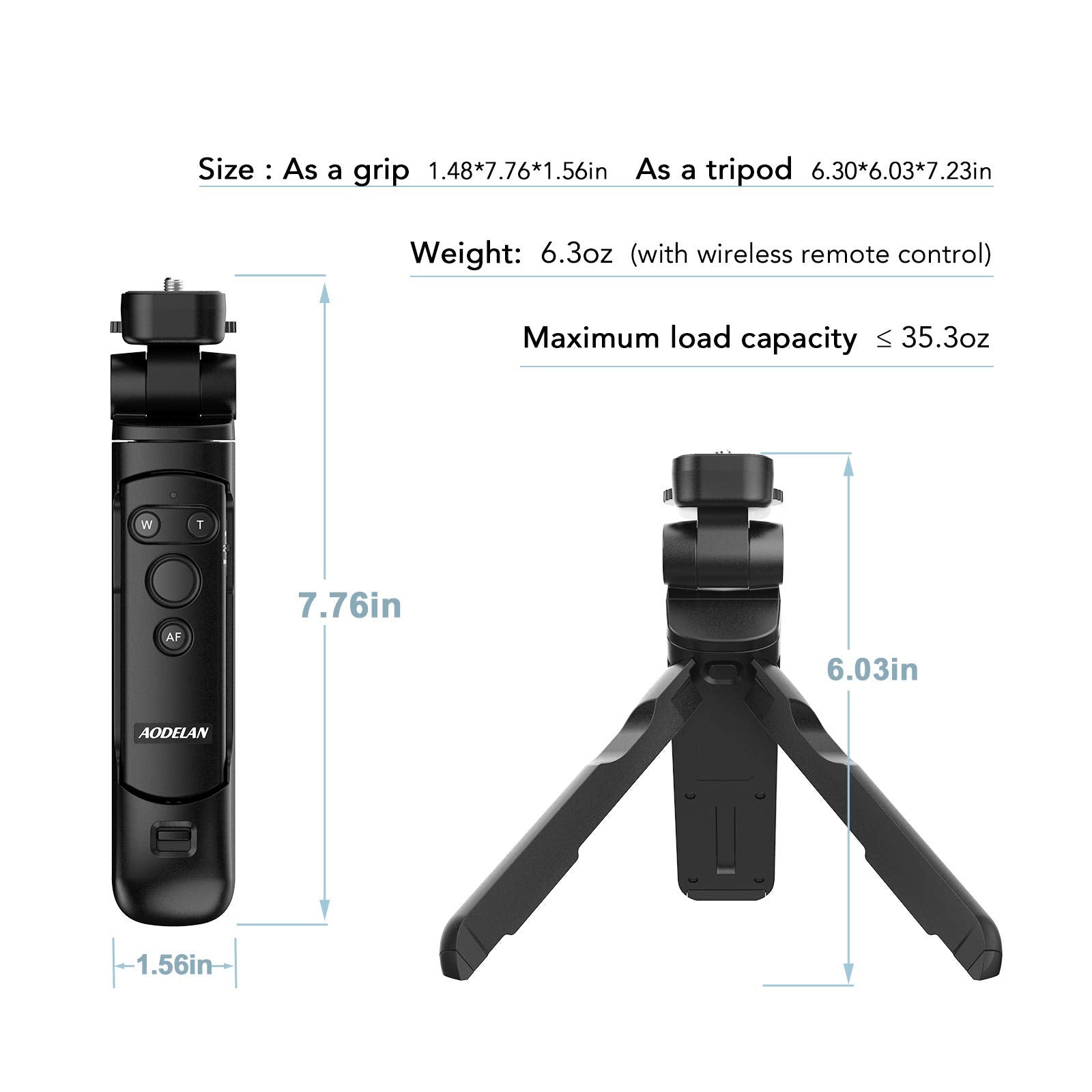Aodelan Camera Remote Control Wireless Shooting Grip Tripod Grip For Canon Eos Rp, Eos R, R5, R6, M50, M50 Ii, 6D Mark Ii, 77D, 850D, 800D, 200D, 250D, Eos Rebel Sl2, T7I, T8I, 90D, Eos M6 Mark Ii