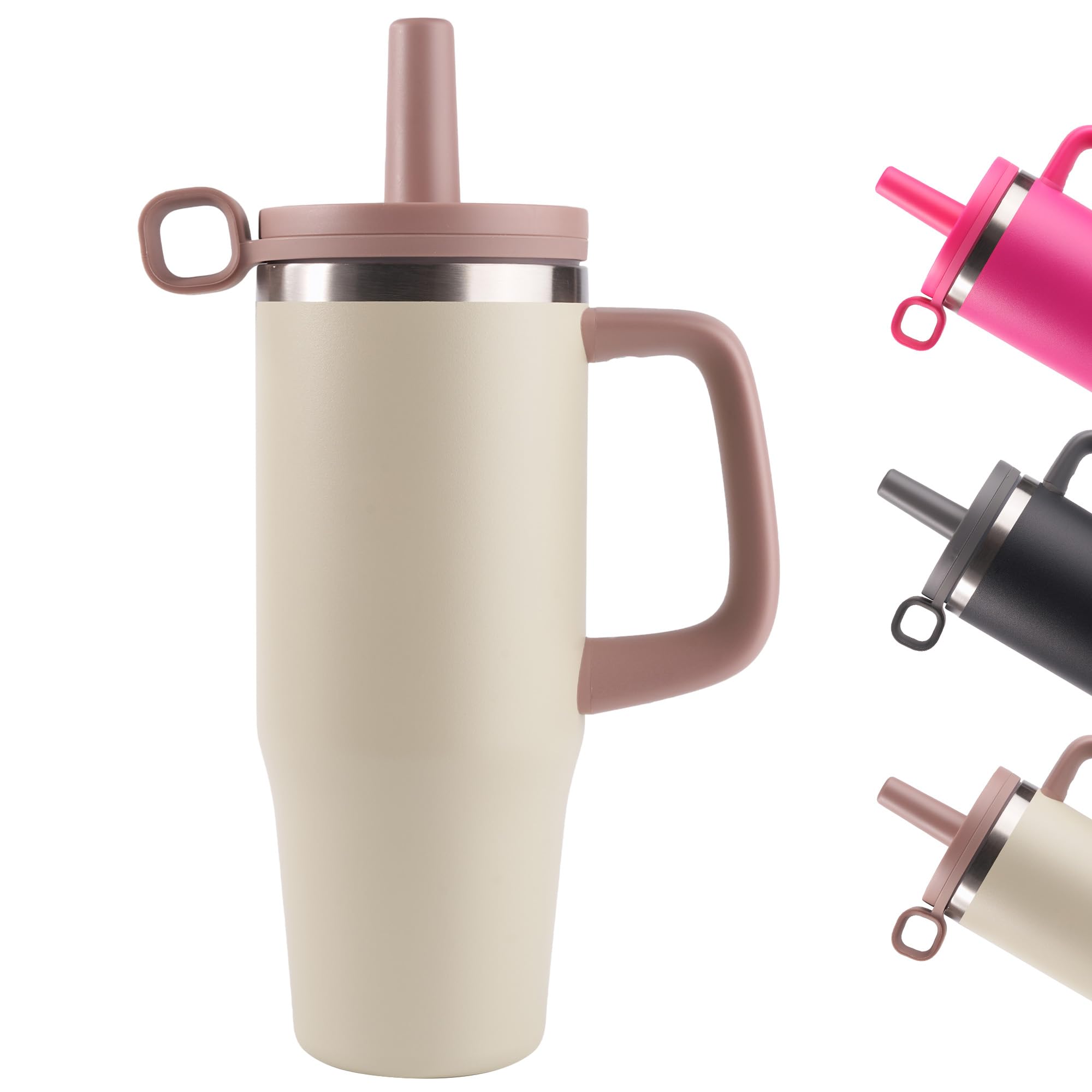 32Oz Water Bottle With Straw, Tumbler With Handle & Lid, Insulated Water Bottle With Straw Cover