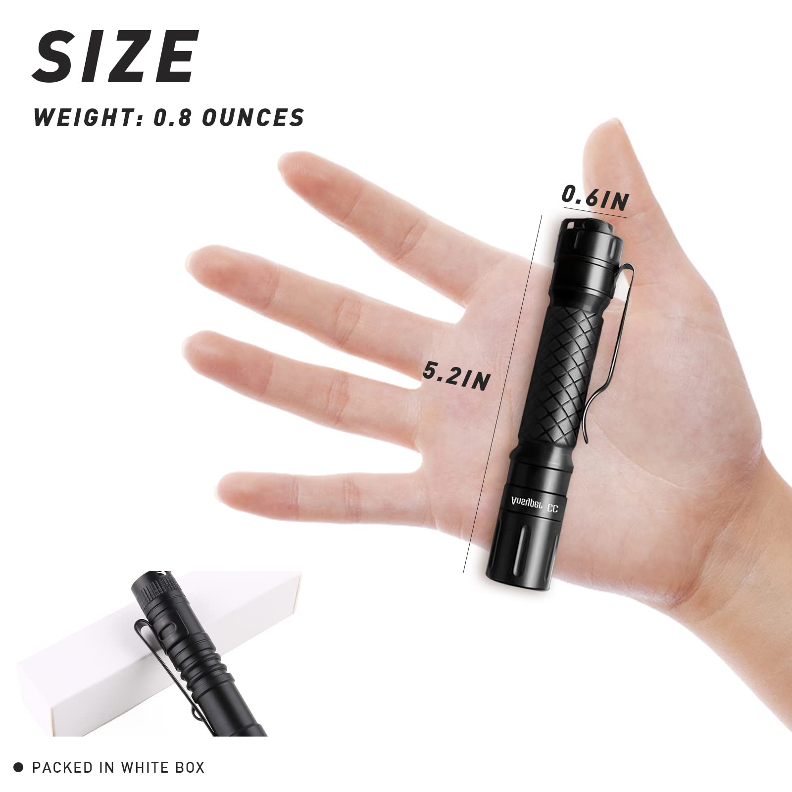 Yafiygi Mini Led Flashlights High Lumens Outdoor Small Tactical Flashlight Glow In The Dark 3.55 Inch Handheld Pen Light Clip For Camping Emergency Inspection Repair Battery Powered