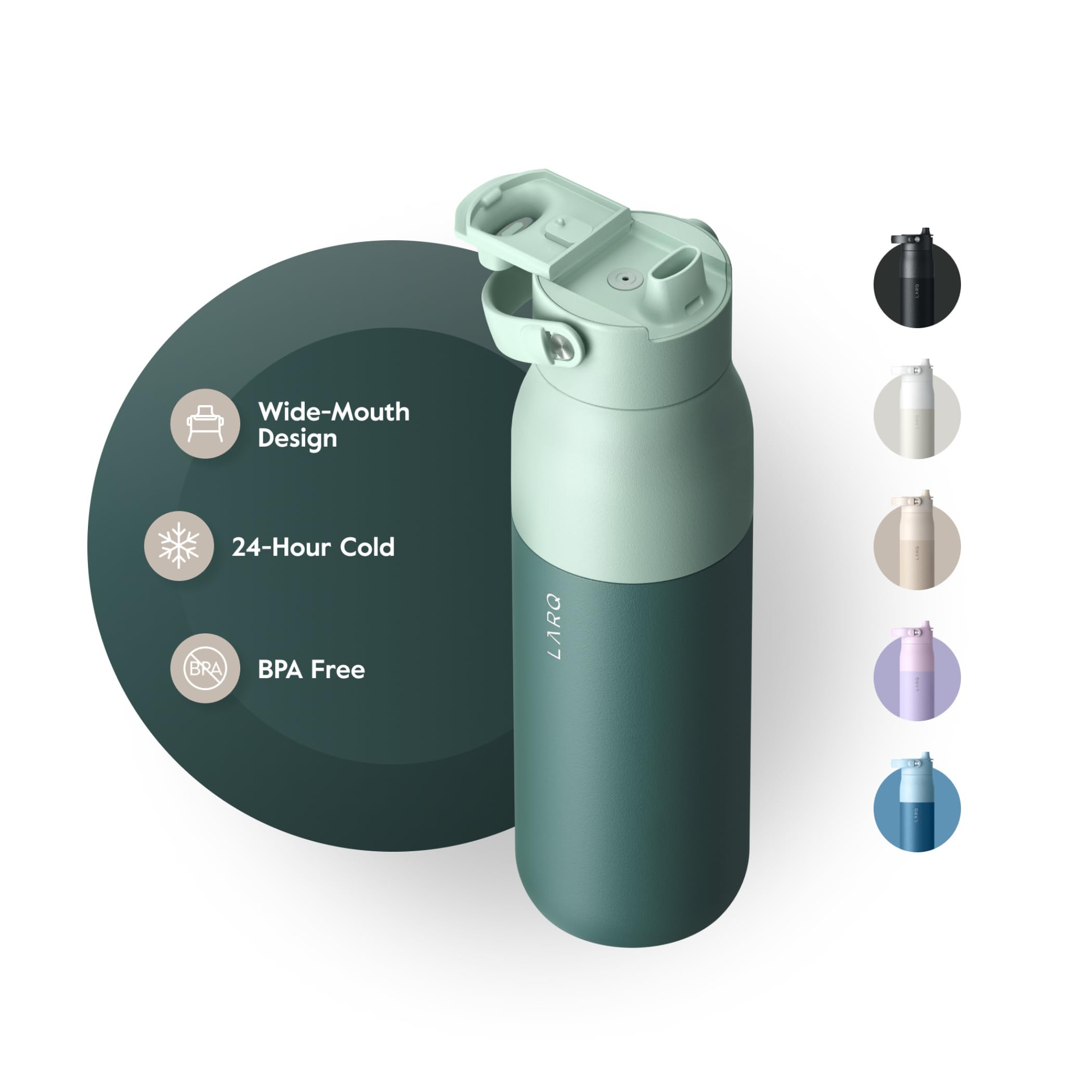 Larq Bottle Swig Top 23Oz - Insulated Stainless Steel Water Bottle With Built-In Silicone Handle