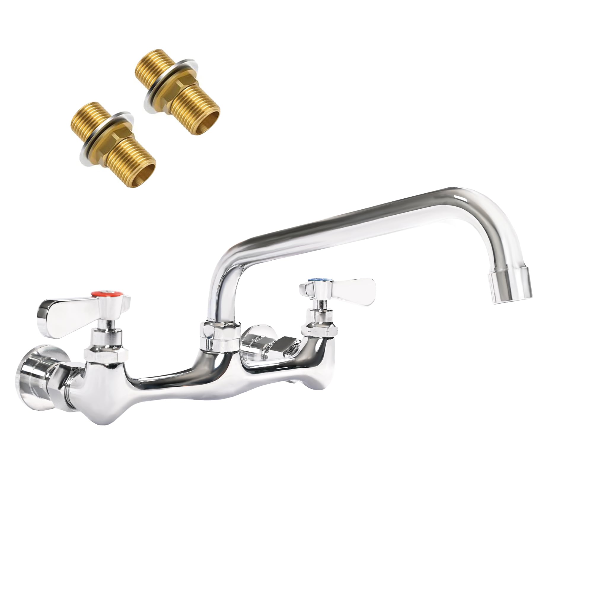 Hardura Restaurant Equipment Hardura Commercial Kitchen Sink Faucet Wall Mount Utility Sink Faucet Lead- Brass 8” Center And 12” Swing Spout