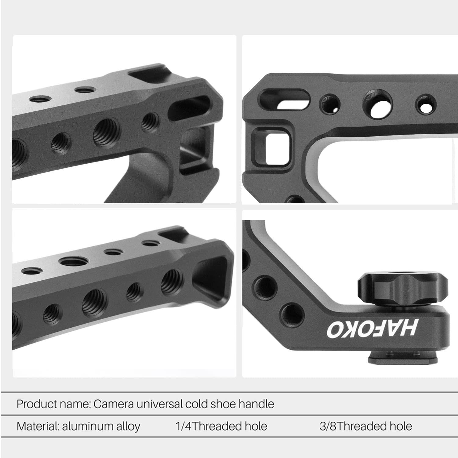 Wewoga R005 Camera Top Handle Grip Hot Shoe Top Cheese Mount Universal Video Stabilizing Rig With 3 Cold Shoe 1/4" 3/8" Competible With Cameras For Led Light, Microphone, Monitor For Low Angle Shoot