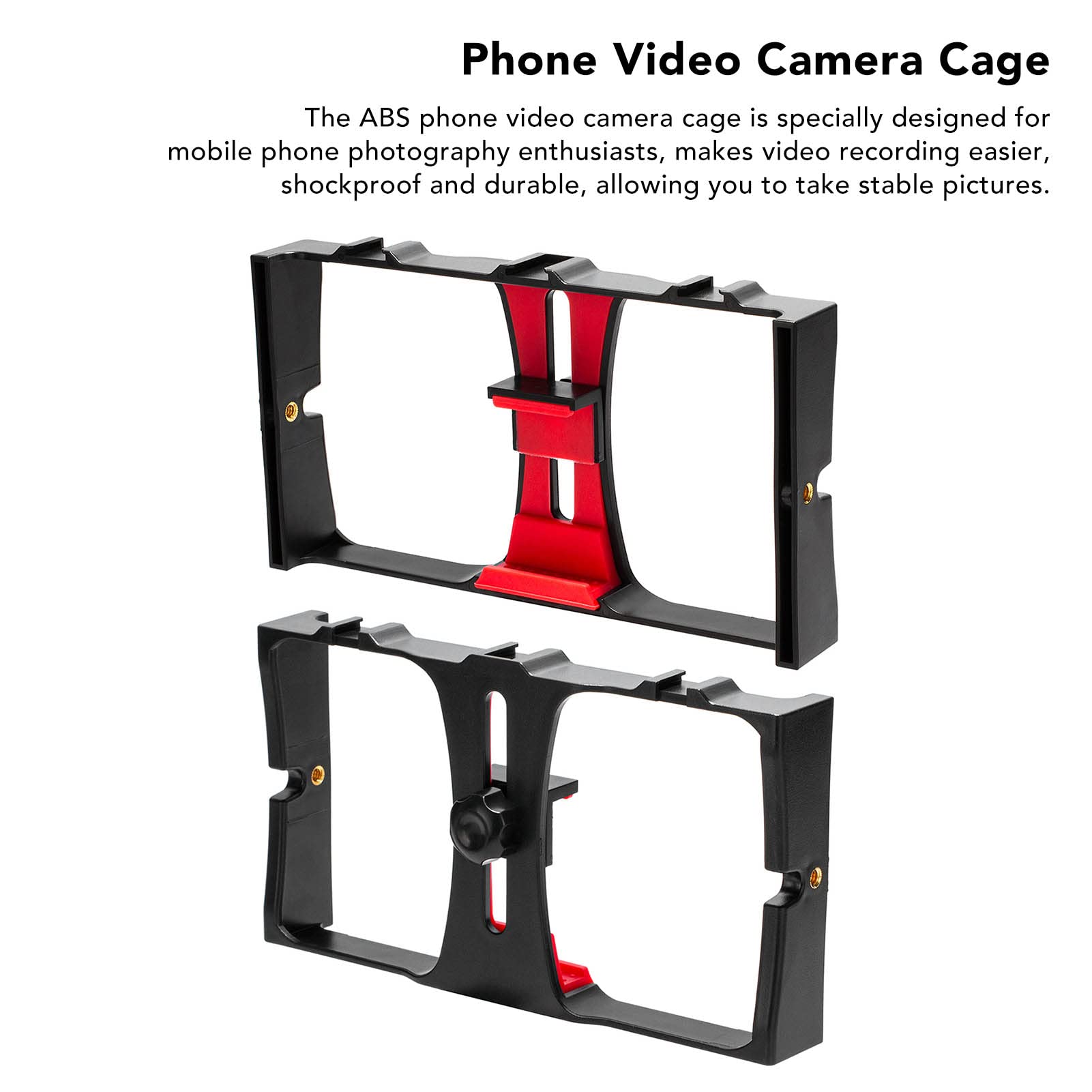 Vbestlife Smartphone Video Rig, 1/4 Inch Screw, Handheld Cell Phone Stabilizer, Phone Video Camera Cage, Support Microphone And Led Video Light, For Live Streaming Vlog(Red)