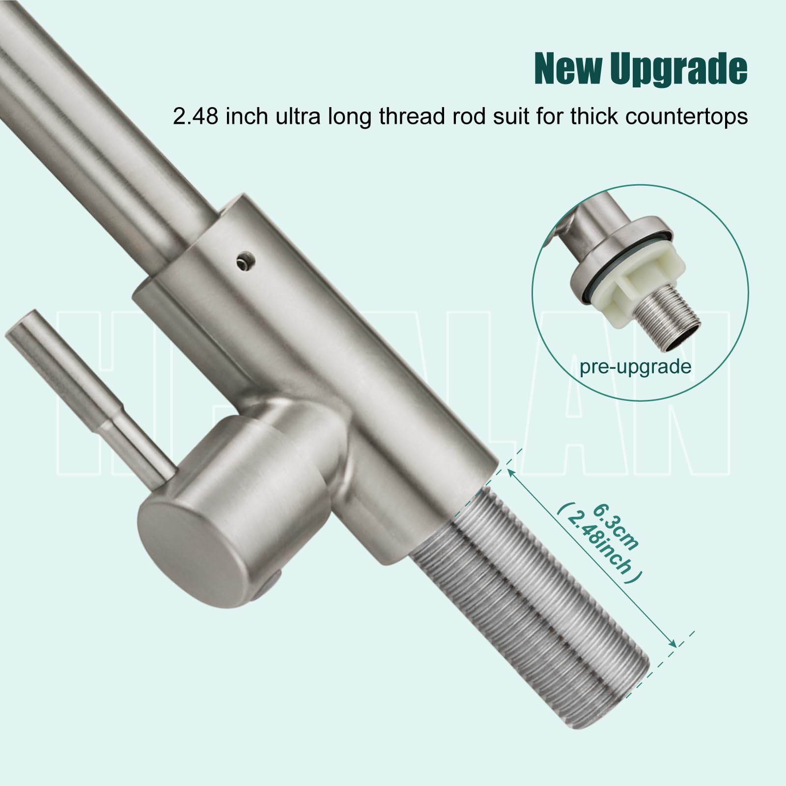 Heyalan Kitchen Faucet Single Handle 1 Hole Deck Mount Sus304 Stainless Steel Sink Bar Tap Goose Neck,Cold Water Faucet,Brushed Nickel