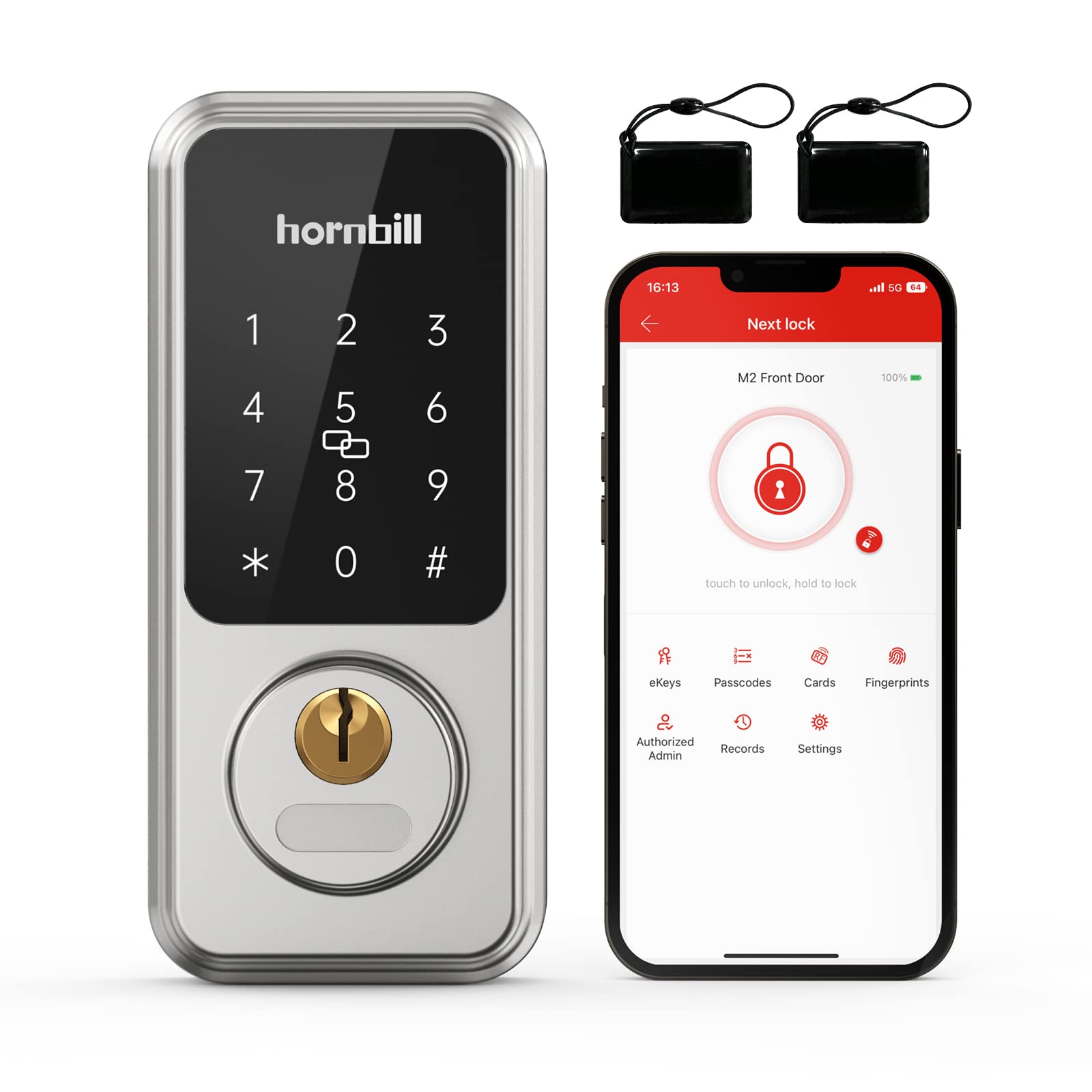 Hornbill Smart Front Door Locks Deadbolt: Keyless Entry Door Lock, Electronic Digital Door Lock With Keypad, Bluetooth Smart Deadbolt App Control, Auto Lock For Homes And Hotel