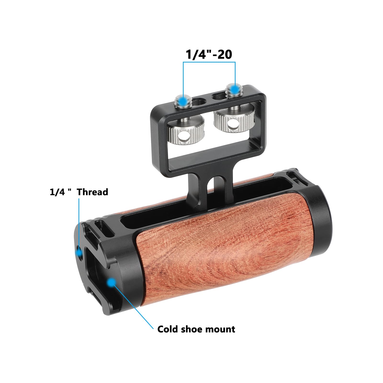 Camvate Wood Side Handle Grip With Dual 1/4"-20 Screw Mount - 3516