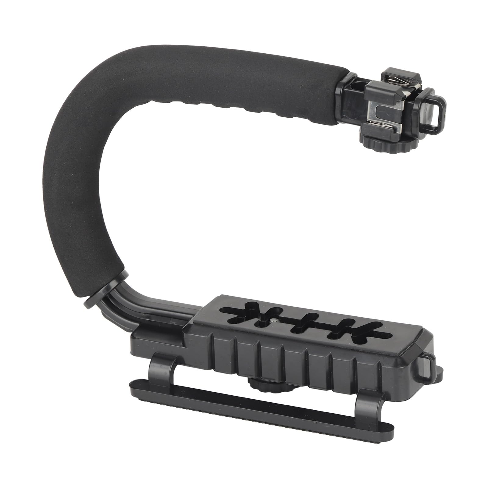Acouto Adjustable Camera Handheld Stabilizer With 3 Hot Shoe Mounts Foldable Ushaped Ip For Video Action, Sport Cameras Abs Sponge Truction