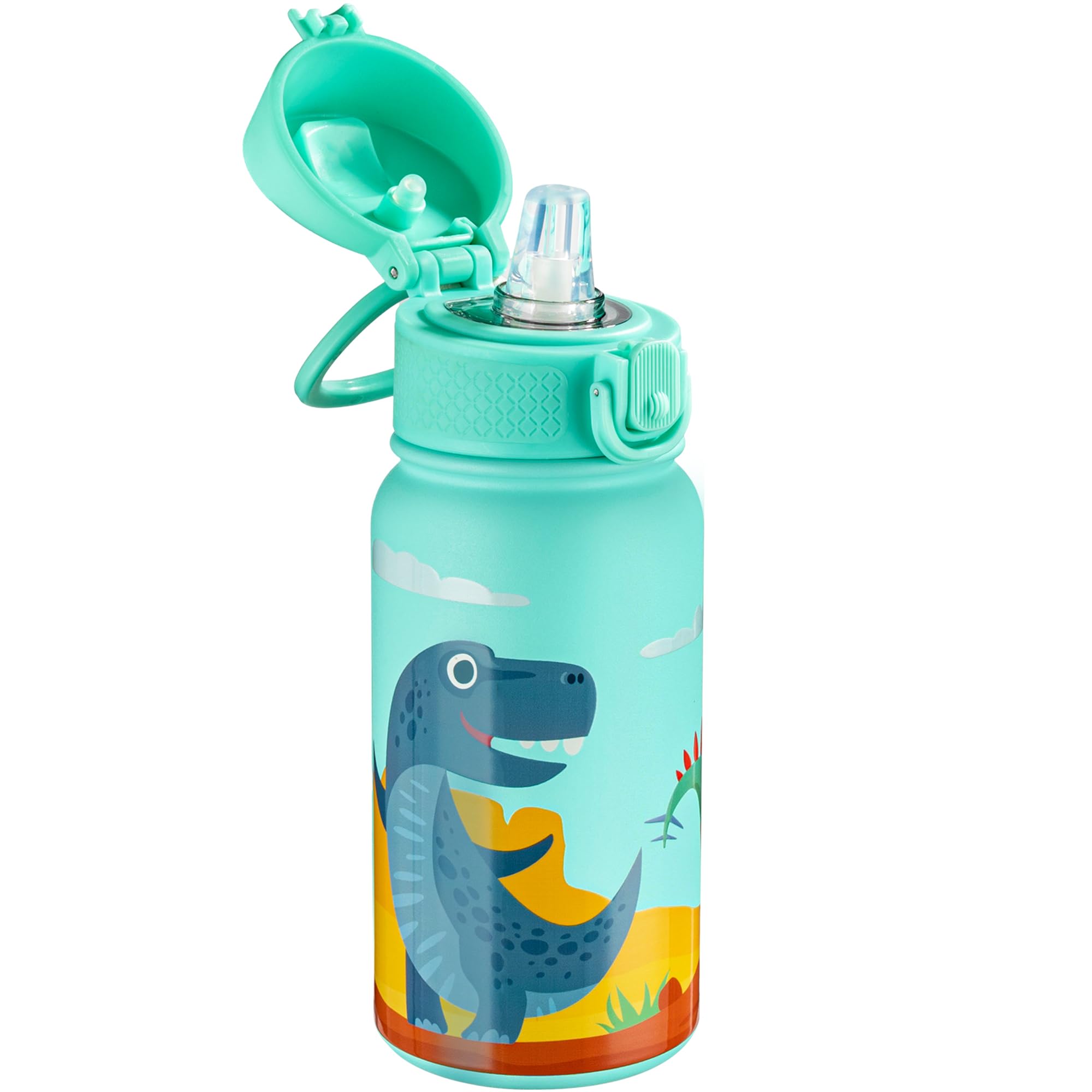 Oldley 12Oz Kids Water Bottle, Stainless Steel Insulated Water Bottle For Kids, With Straws Leak-Pr