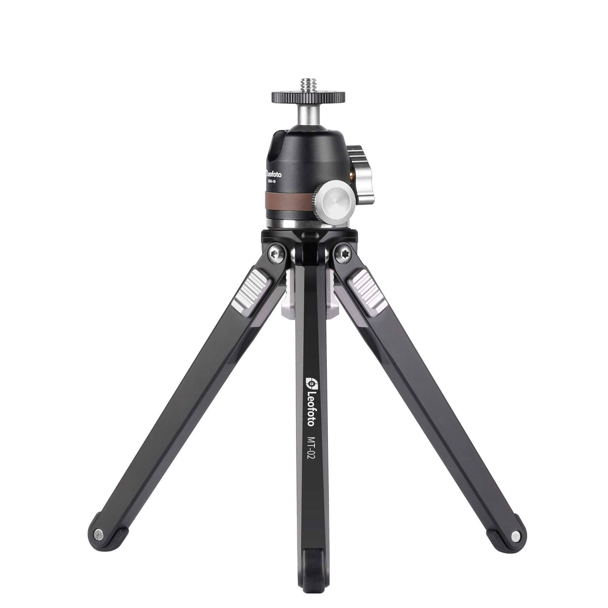 Leofoto Mt-02 Mini Tripod, Aluminum, Portable And Compact, 1/4" Tripod Mounting Stud Ball Head Kit (Mt-02+Mbh-19)
