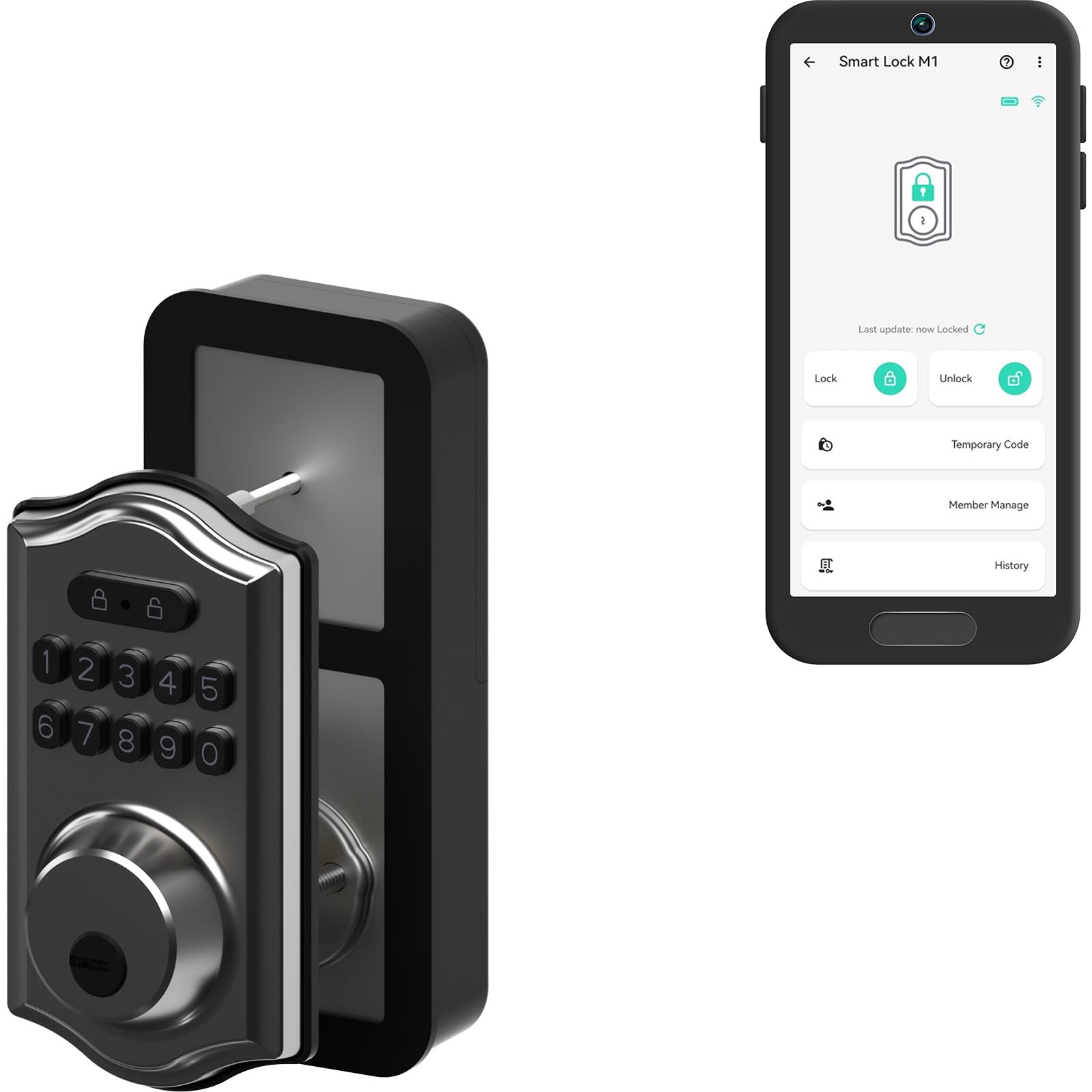 Yolink Smart Deadbolt Lock With Keypad, Fob & App Control, Keyless Entry, Multiple Unlock Methods, Secure & Reliable, Alexa, Google, Ifttt, Home Assistant Compatible, Hub Required
