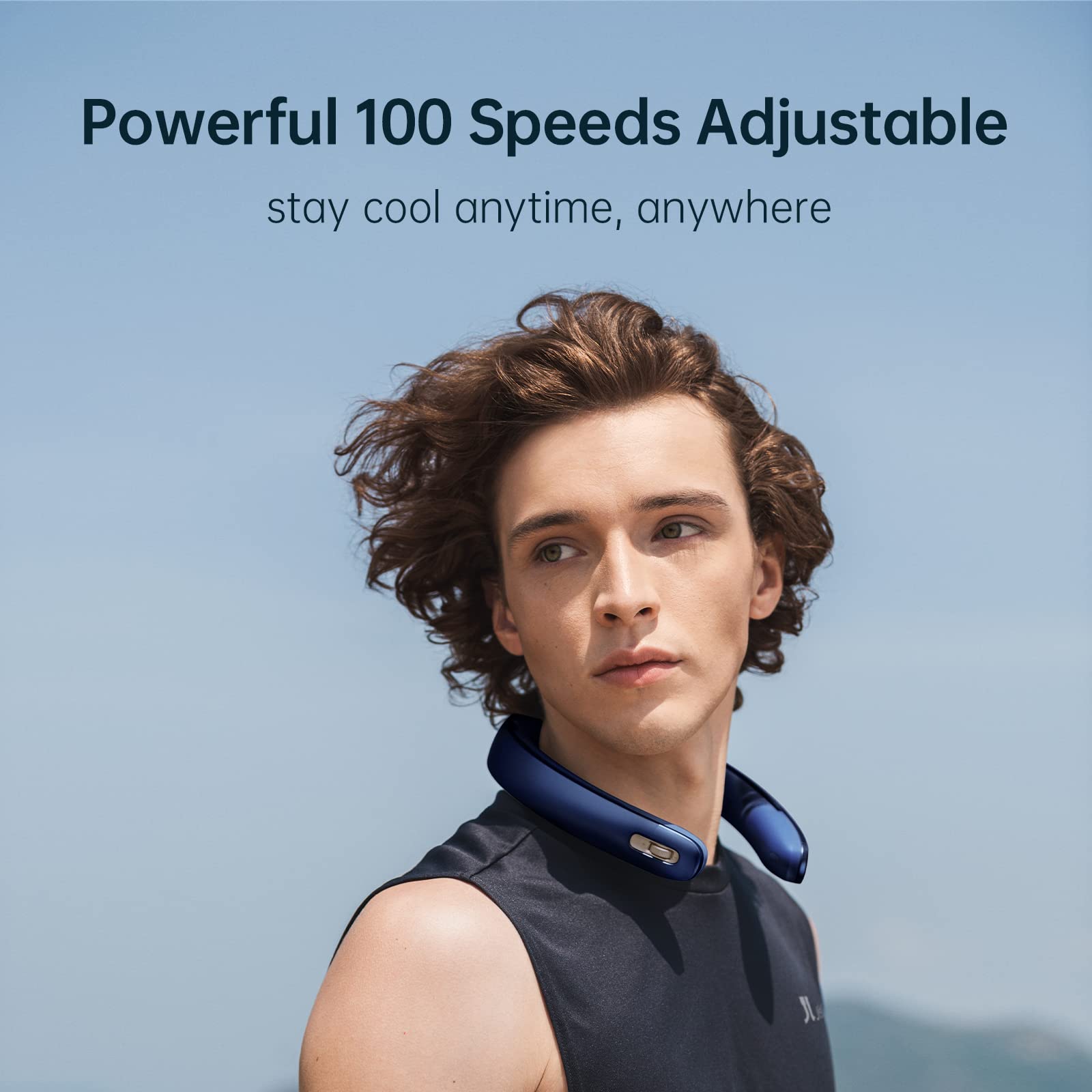 Jisulife Portable Neck Fan Pro, 100 Speeds Bladeless, Stepless Knob, Led Display, 5000Mah