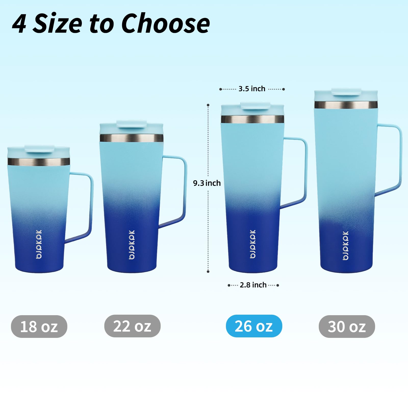 Bjpkpk Insulated Tumbler With Handle, 26Oz Insulated Tumblers With Lid And Straw, Stainless Steel