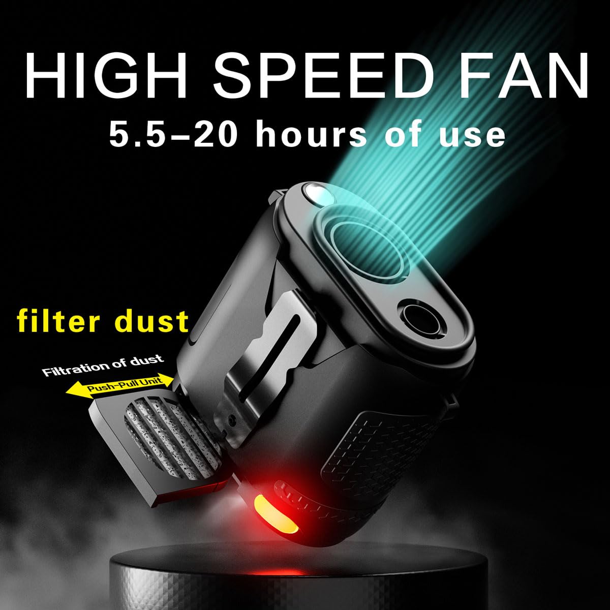Portable Waist Fan , Personal Fan Clip On With Rechargeable Battery Operated, 24H Cooling,5 Speeds