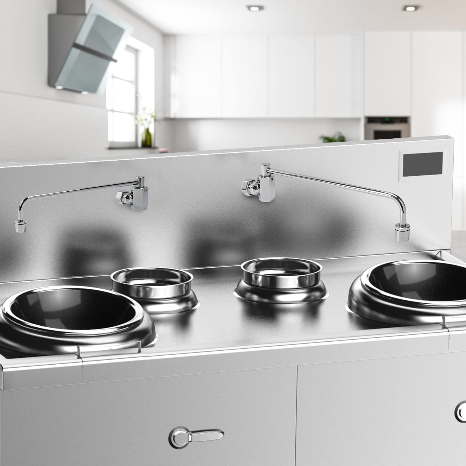 Zkdausdo Swing Spout Brass Wok Range Faucet, Commercial Grade Wall Mounted Kitchen Sink Faucet With 12" Swivel Spout