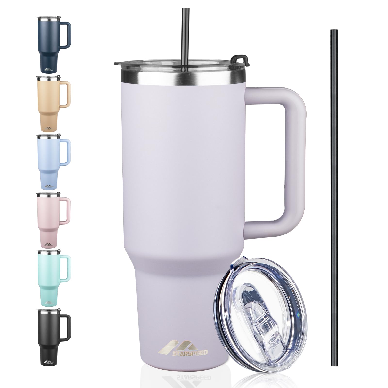 Starspeed 40 Oz Tumbler With Handle And Straw Lid  Stainless Steel Water Bottle Travel Mug