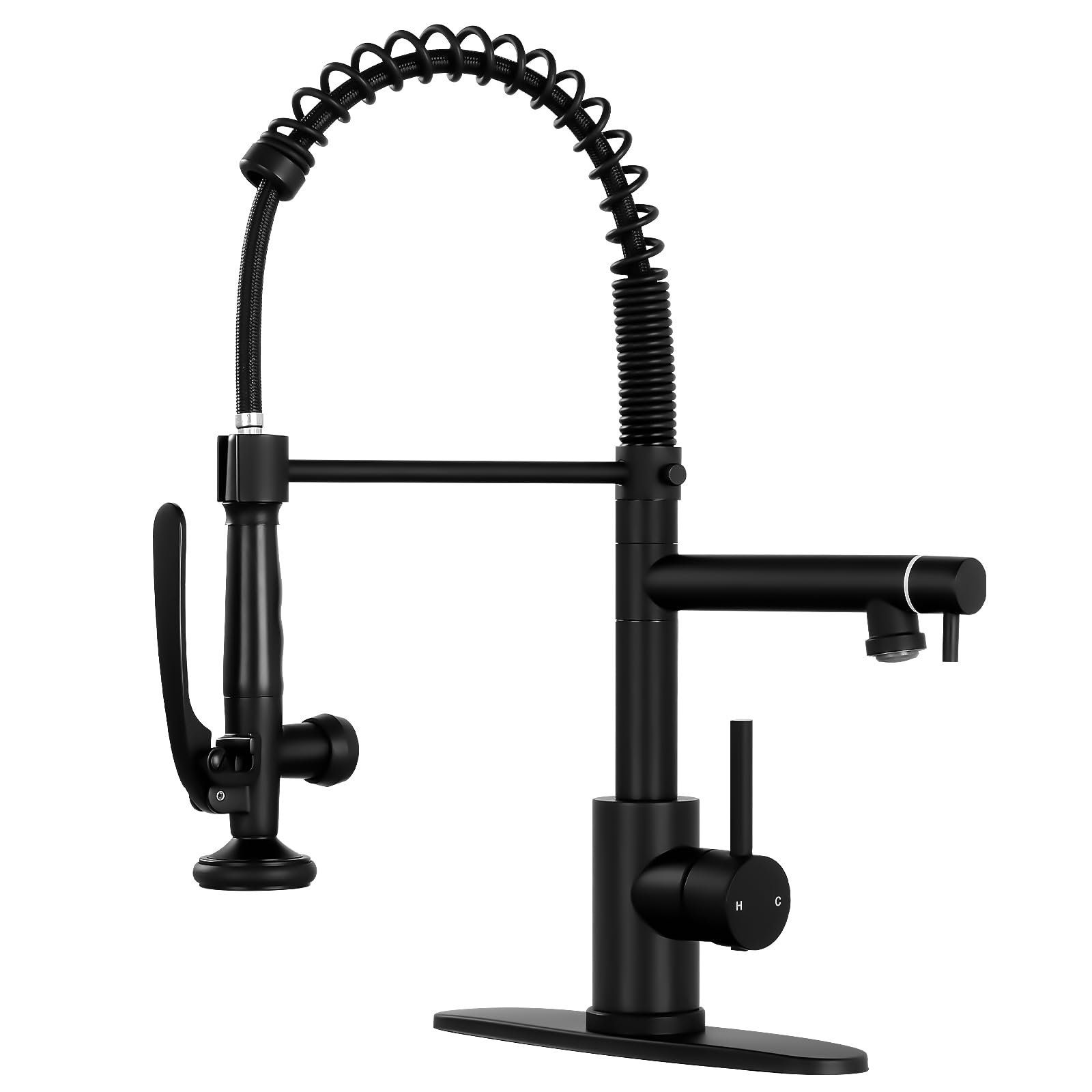 Fgkq Fgkq,Kitchen Faucets With Pull Down Sprayer, Commercial Kitchen Faucets, Two Head Kitchen Sink Faucets, High Pressure Faucet For Kitchen Sink, Stainless Steel, Black