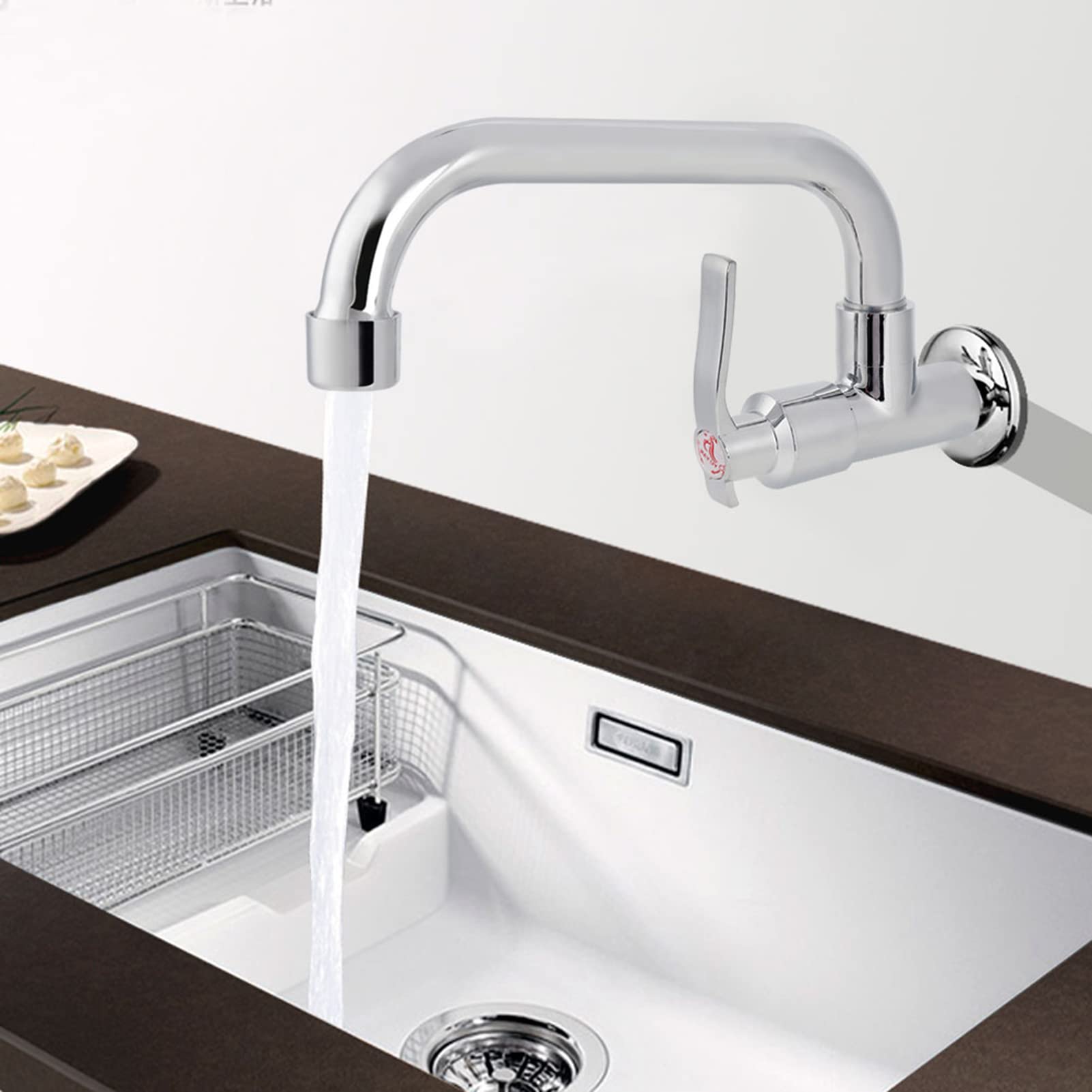 Zerone Water Faucet,Kitchen Faucet Wall Mounted Single Cold Water Tap G1/2In Wall Mounted Single Cold Water Tap Sink Water Faucet Kitchen Sink Faucets For Home Kitchen Use(Lq-3093 20Cm)