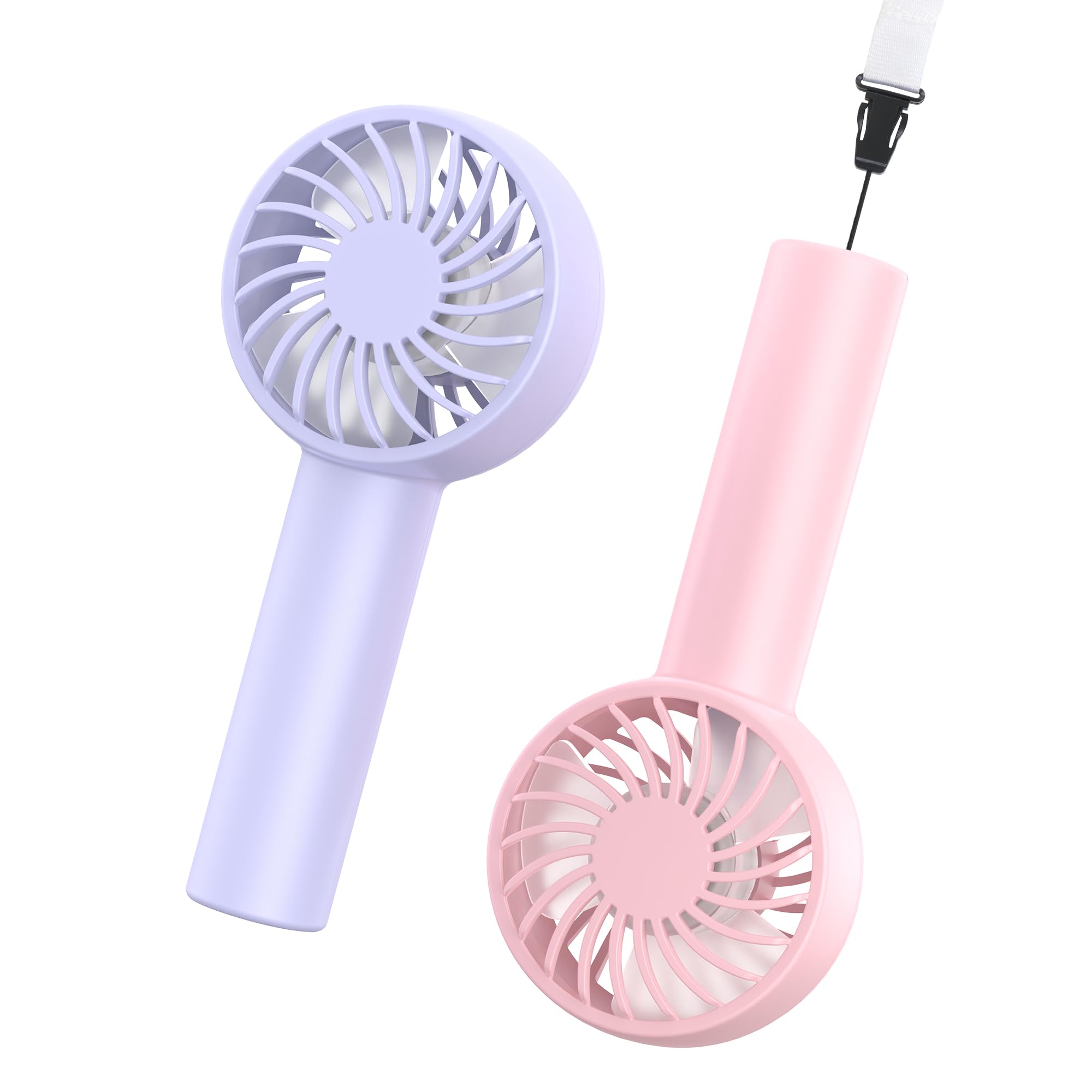 Morecore 2 Pack Mini Handheld Fan, 3 Powerful Speeds & Usb Rechargeable, Cute Design With Lanyard - Koospark