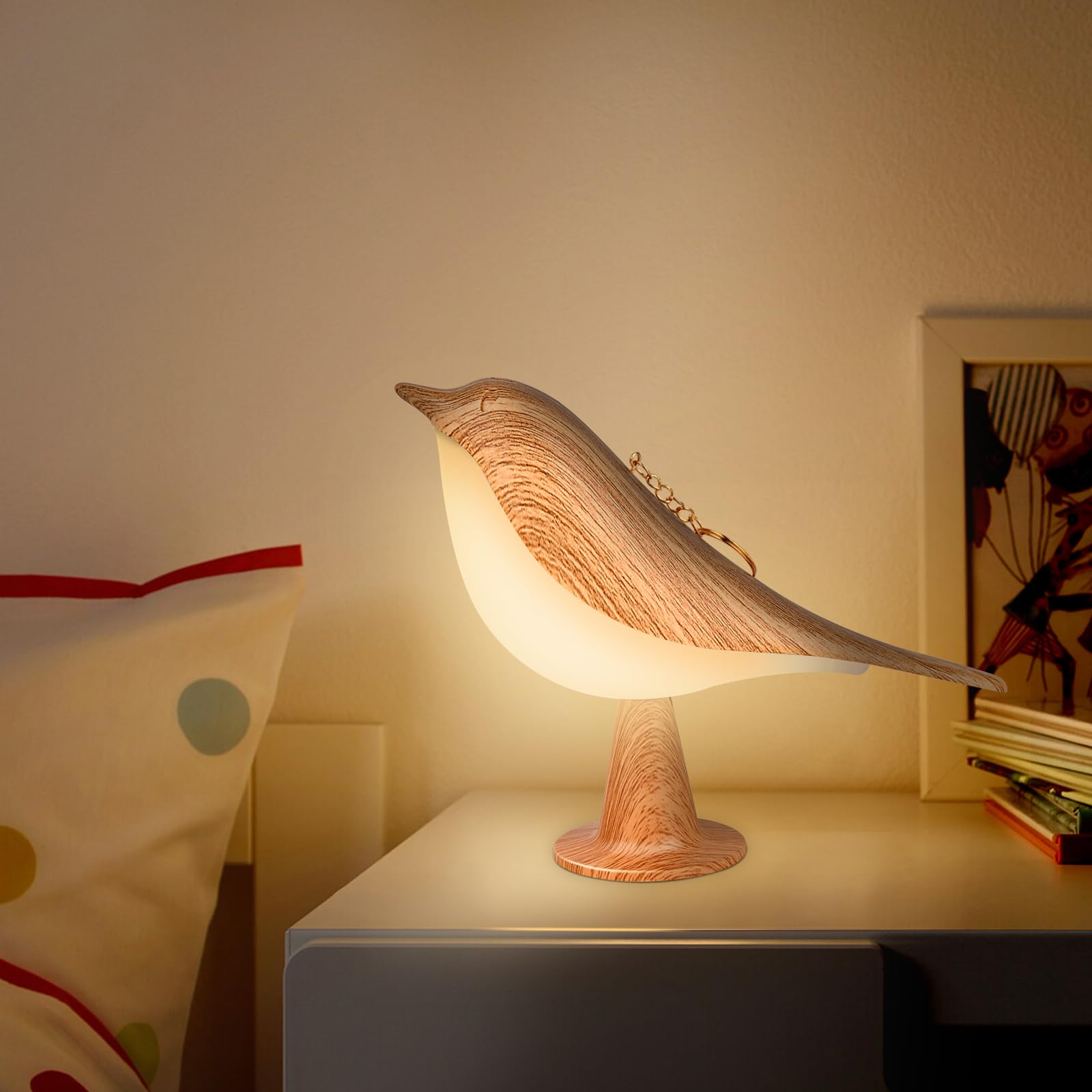Yotozu Small Bird Lamp, Bird Bedside Touch Sensor Lamps Led Cordless Table Lamp Rechargeable Night Lights Desk Lamps For Nightstand Kids Bedroom Living Room(Yellow)