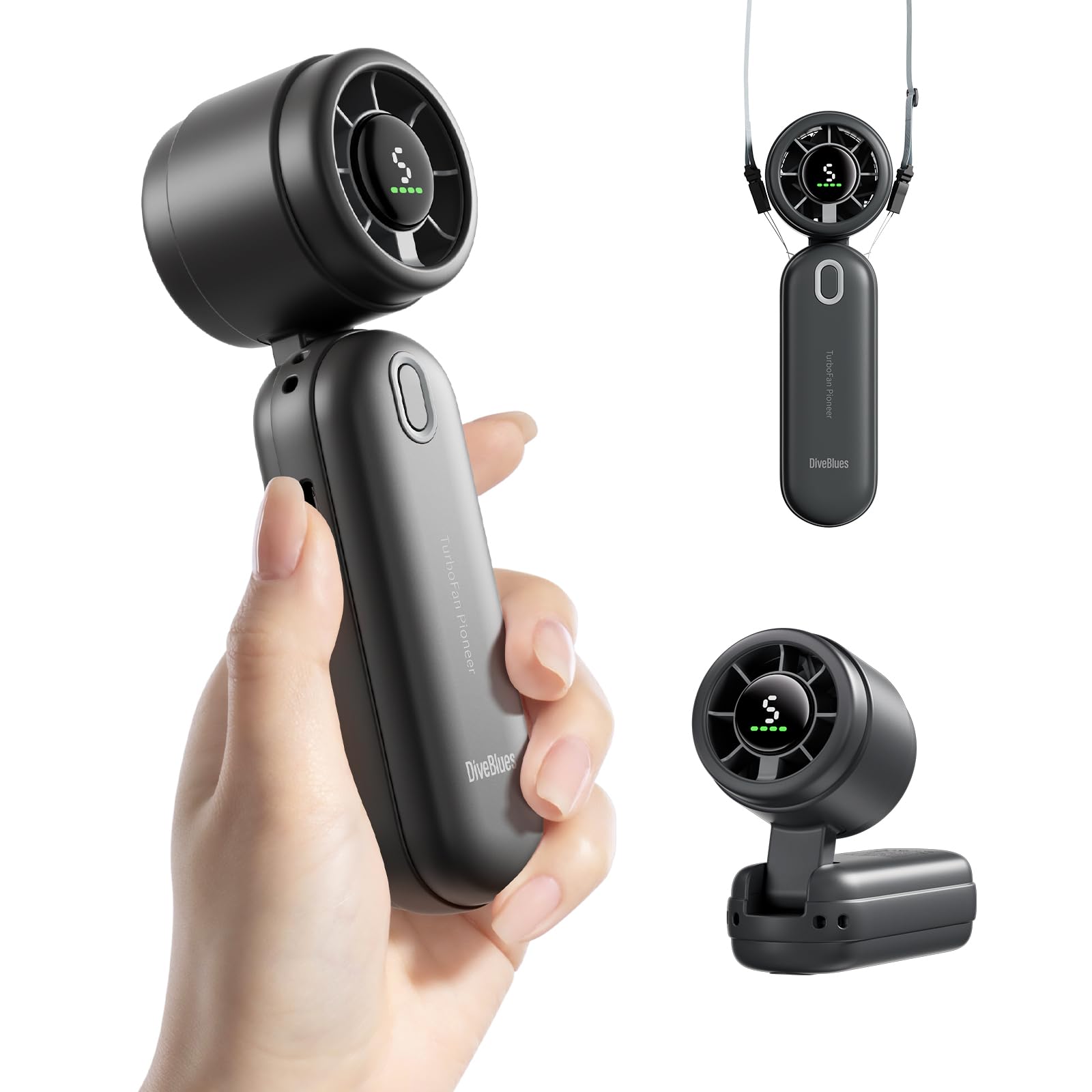 High-Speed Portable Handheld Turbo Fan, Usb Rechargeable Battery Powered, Small Portable Pocket Fan - Koospark