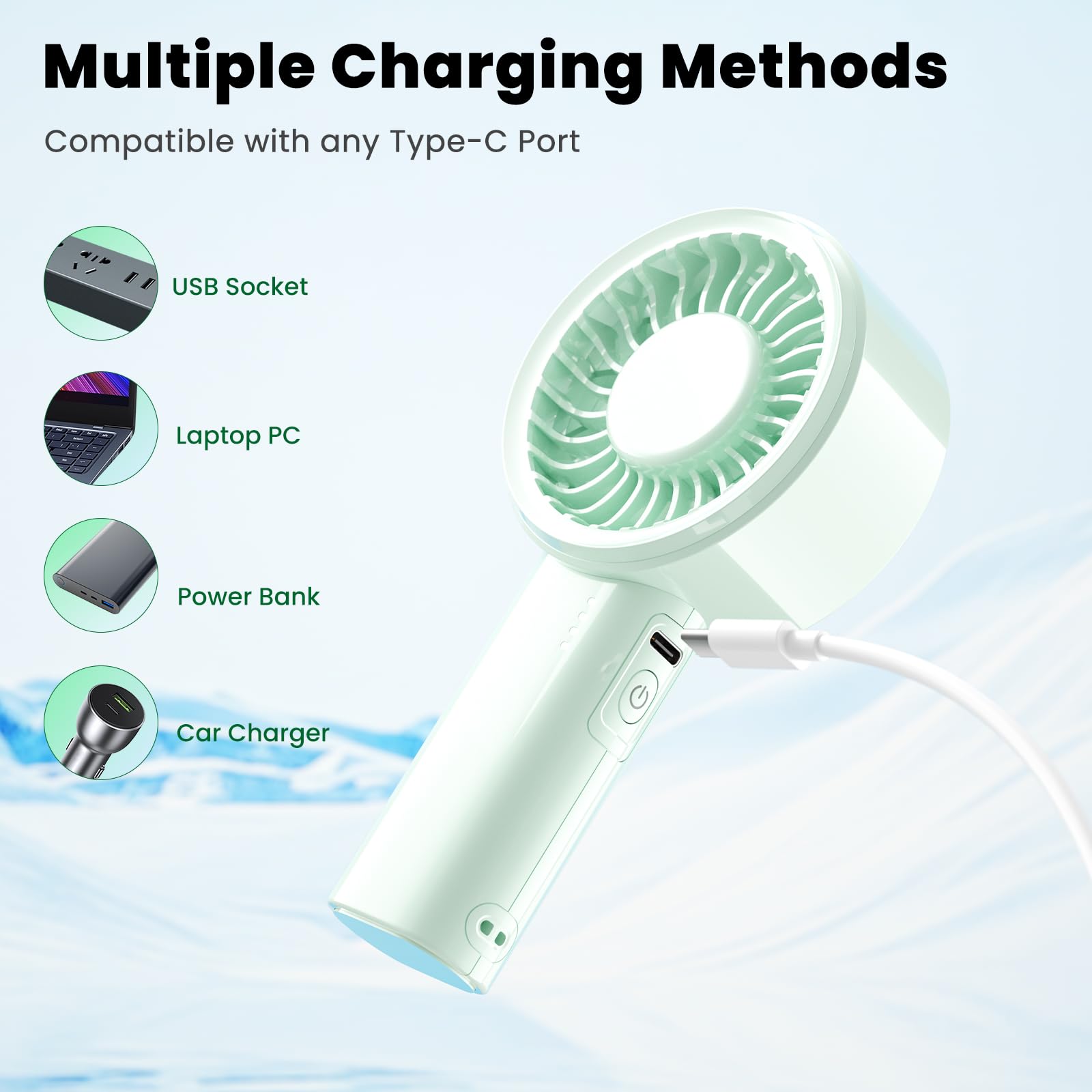 Handfan High Speed Handheld Mini Fan, Small Pocket Design Personal Fans Portable Rechargeable