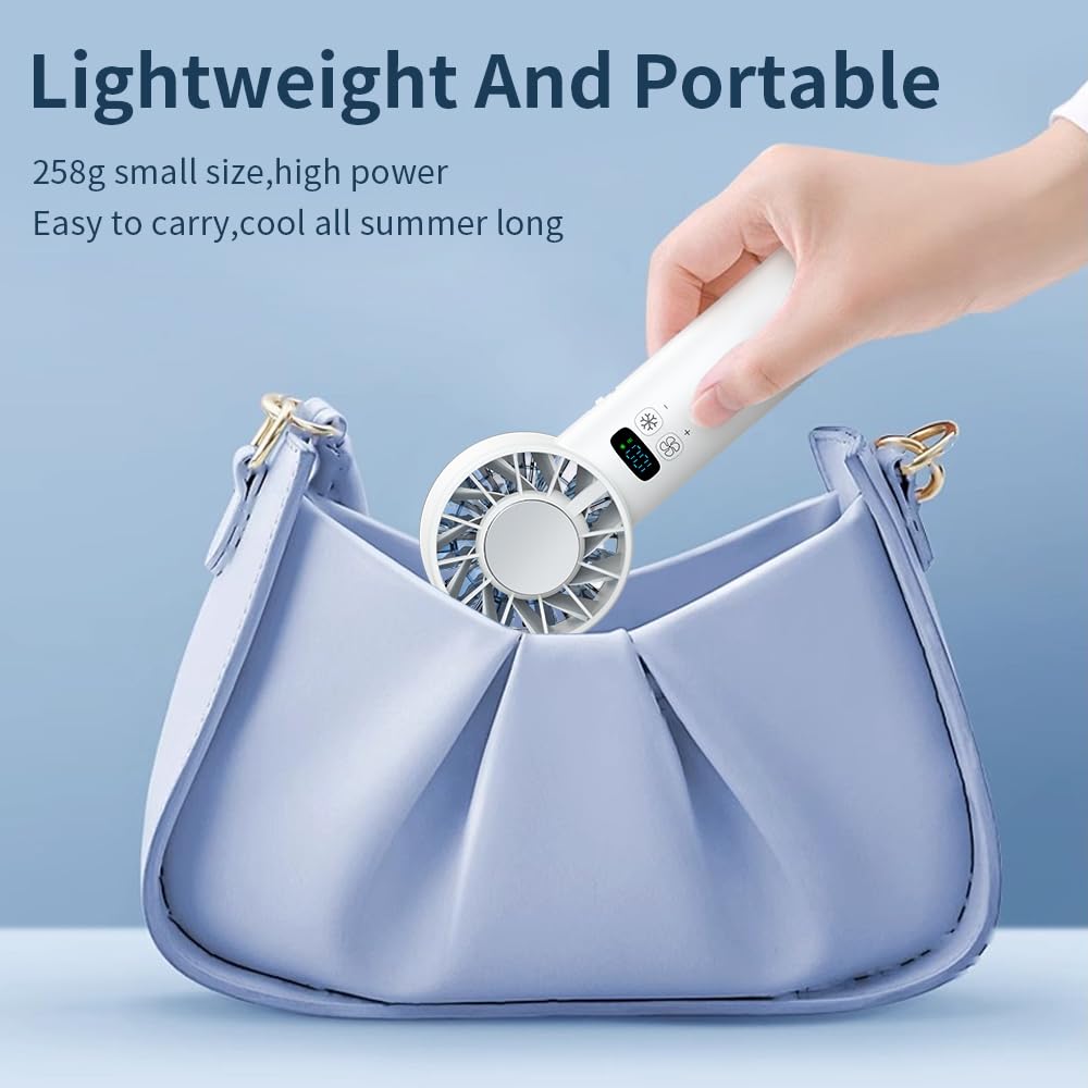 Portable Handheld Fan Rechargeable, Powerful Turbo Mini Fan With Cold Compress, 100 Speed 5200Mah