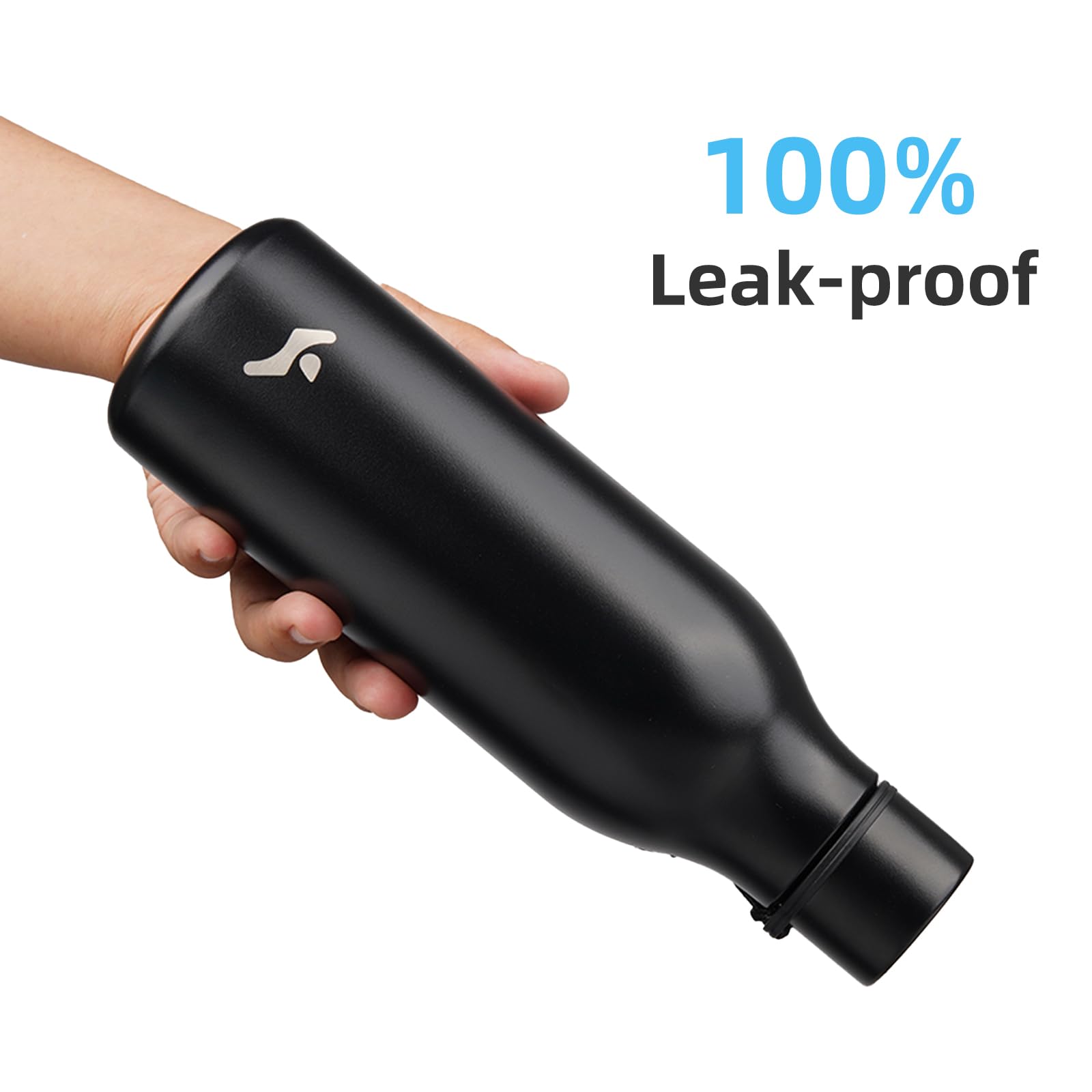 Insulated Water Bottle With Strap,18 Oz Double Wall Stainless Steel Vacuum Bottles Metal Water