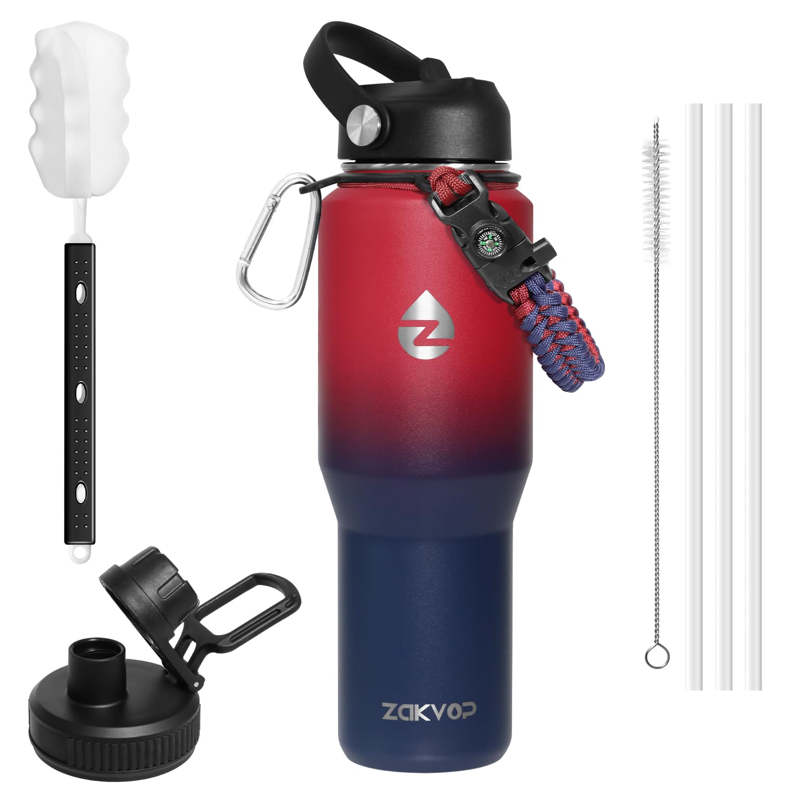 32Oz Insulated Tumbler, Insulated Water Bottle With Straws And Two Lids, Stainless Steel Tumbler