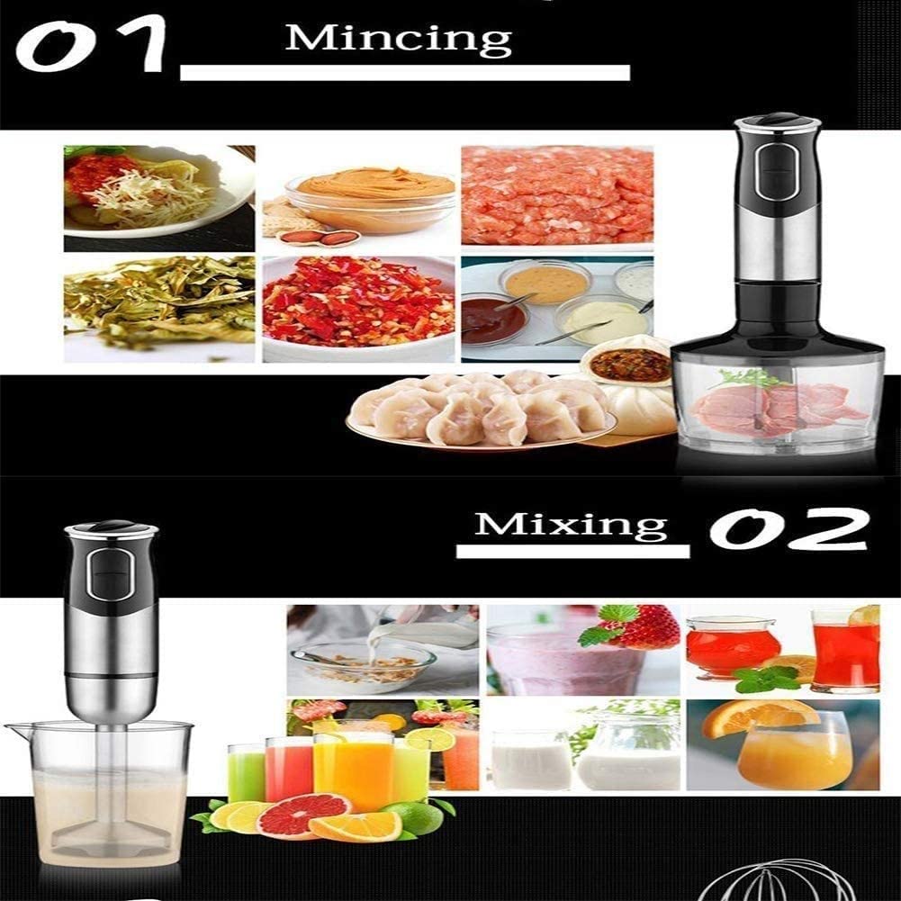 Kaabeto Home Hand Blender, Smart Stick 600W, 2 Speed And Turbo Mode, Handle, With Whisk, Chopper/Grinder Bowl And Beaker/Measuring Cup
