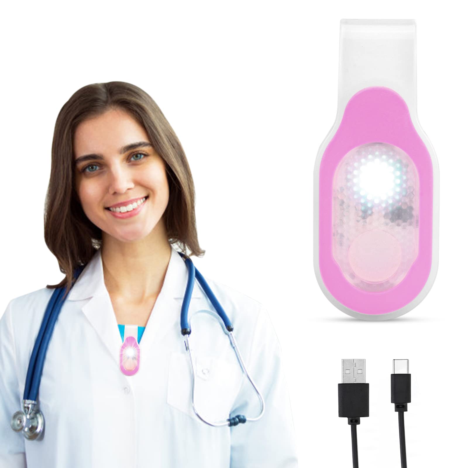 Laichu Rechargeable Nursing Night Light Nurse Nightshift Hands Emergency Led Flashlight Clip On Running Lights For Walking Running Pets Outdoor Emergency(Pink)