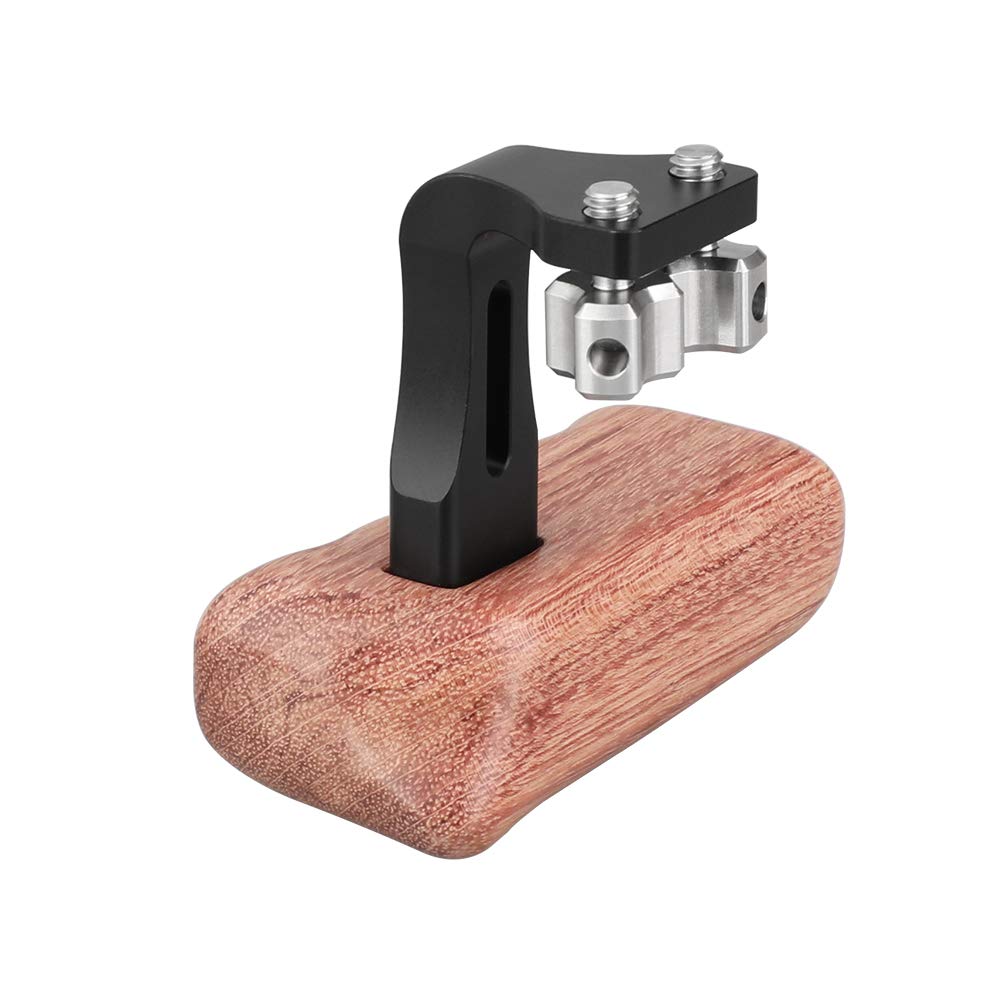Camvate Wooden Handle Grip With 1/4"-20 Thumbscrew Knob For Dslr Camera Cage Rig (Left Hand) - 2218