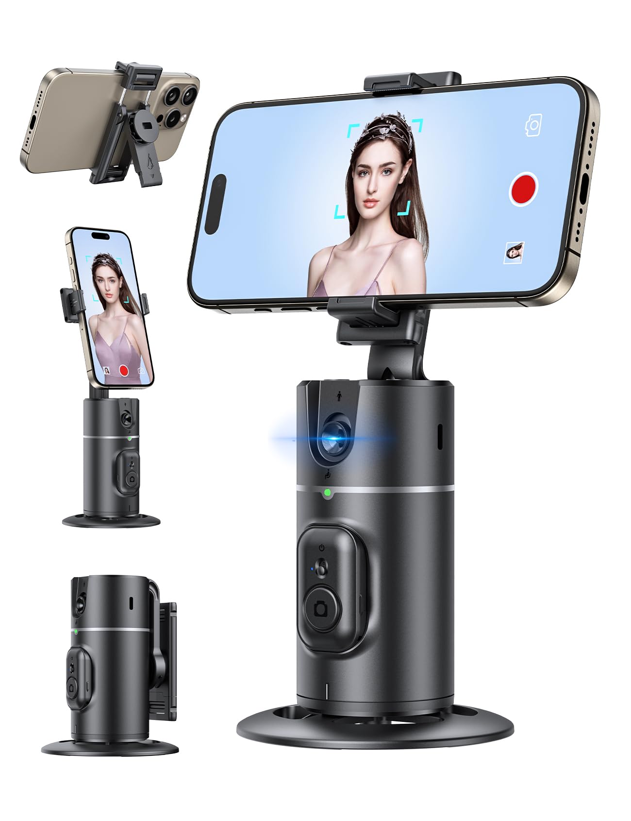 Anxre Auto Face Tracking Tripod 360 Rotationest Version No App Required Auto Face Tracking Tripod For Cell Phone Rotating Compatible With 4''-7'' Iphone Android Phone Holder For Vlog Live Stream