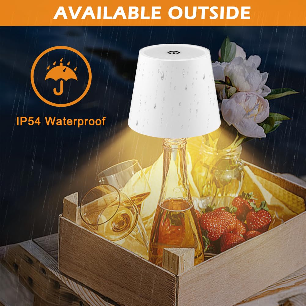 Qkds Wireless Bottle Lamp, Portable Led Wireless Bottle Lamp With 3 Modes Light Dimming, Rechargeable Wine Bottle Light Head Touch Led Table Lamp For Dining Room Bedroom Bar(White)