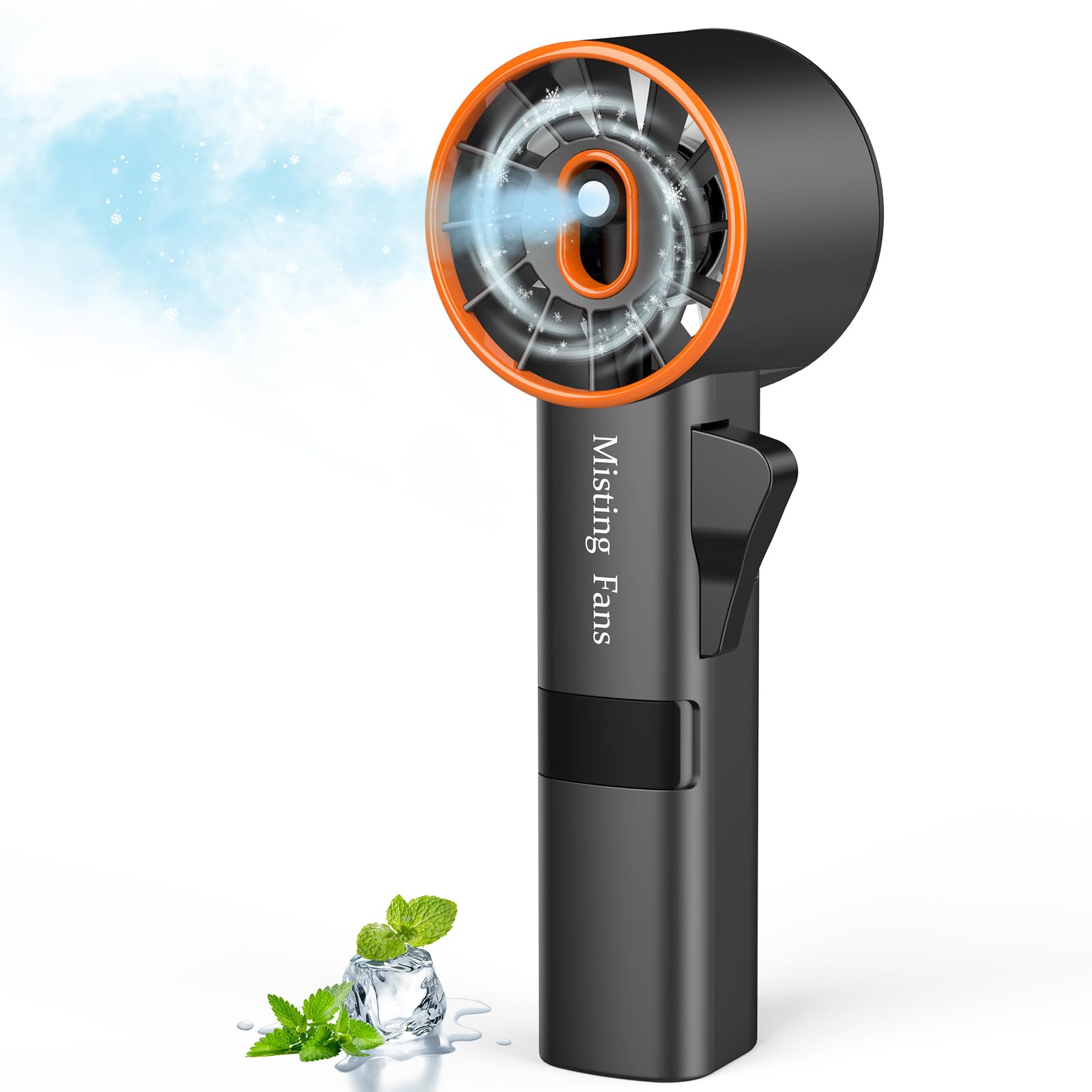 Ausic handheld misting fan with turbo function, 3-speed settings, and mist for personal cooling on the go