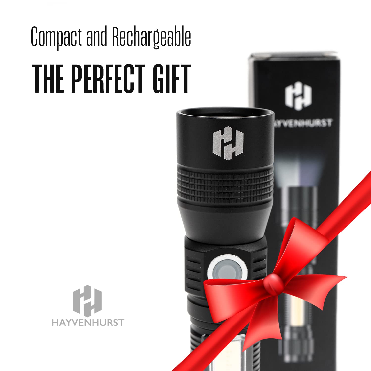 Hayvenhurst Led Flashlight - Edc Flashlight - Utility Flashlight - 3 In 1 Lightweight, Compact And Rechargeable Pocket Flashlight With Lavish Black Body For Emergency Power Outage