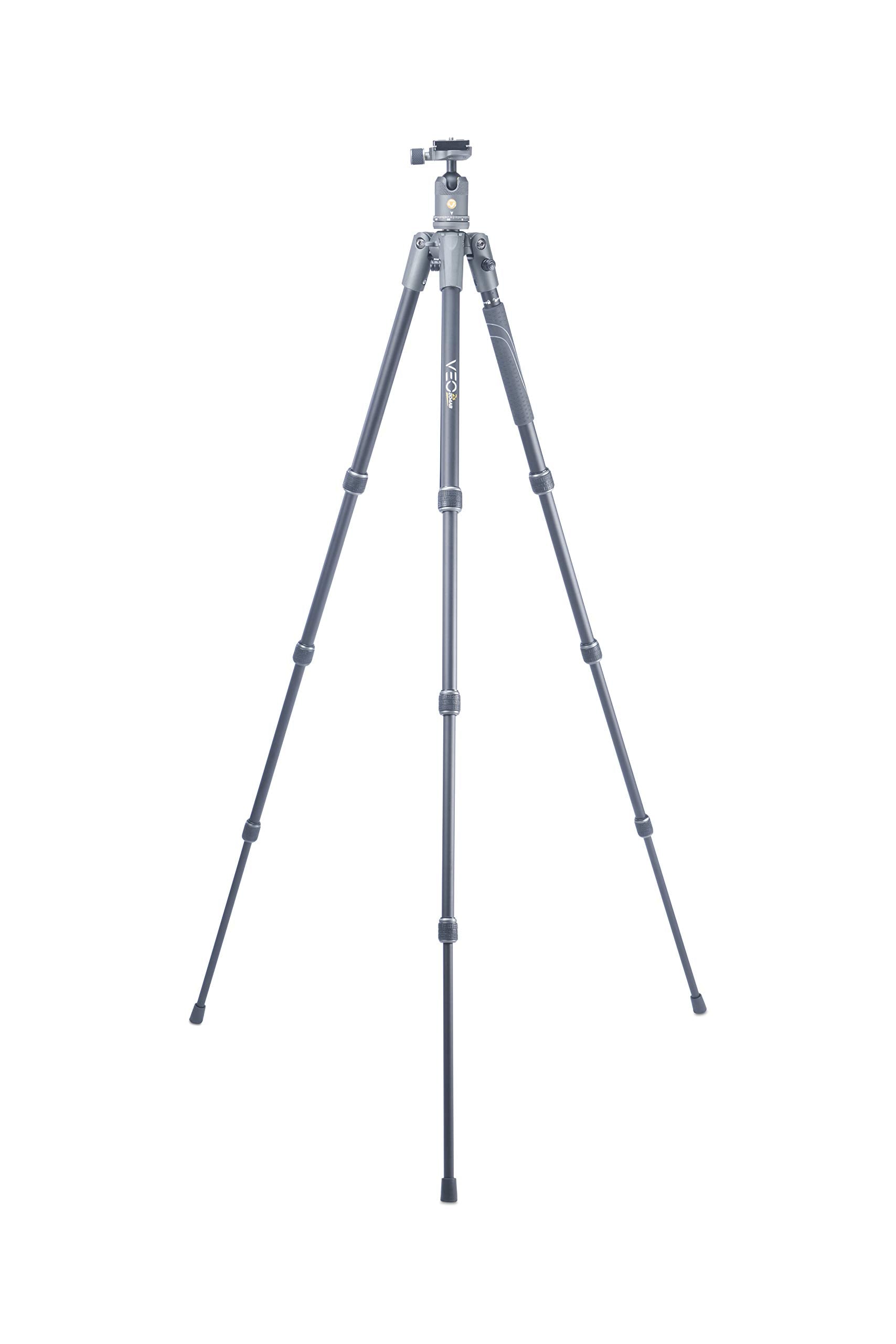 Vanguard Veo2S204Ab Aluminum Travel Tripod With Ball Head, Monopod Option, Smart Phone Holder, Spiked Feet, And Tripod Bag