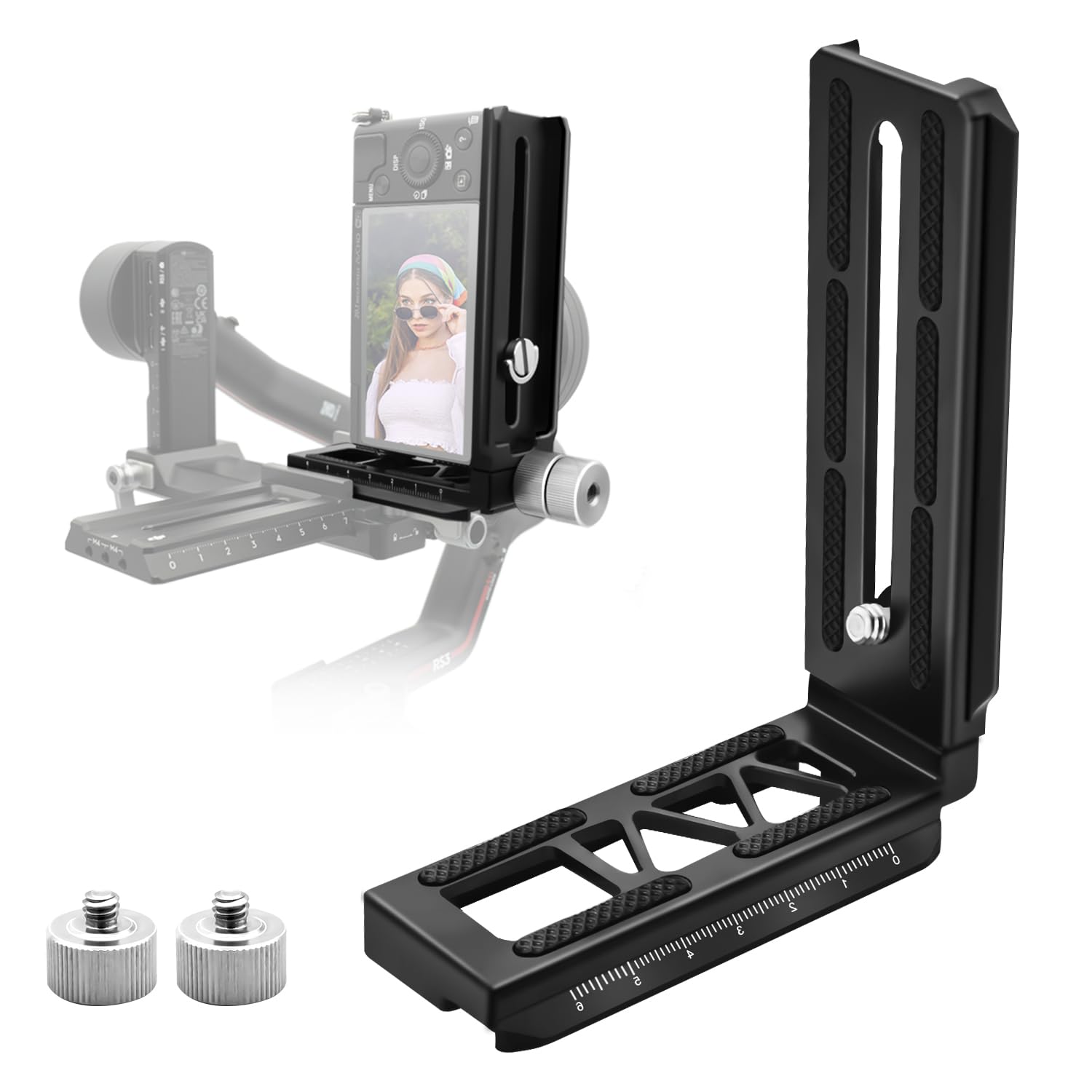 Wewoga Aluminum L Bracket Horizontal Vertical Switching Gimbal L Handle Camera Quick Release Tripod Plate Compatible With Dji Ronin Rs2/Rsc2/Rs3/Rs3 Pro Gimbal Stabilizer Camera Tripod