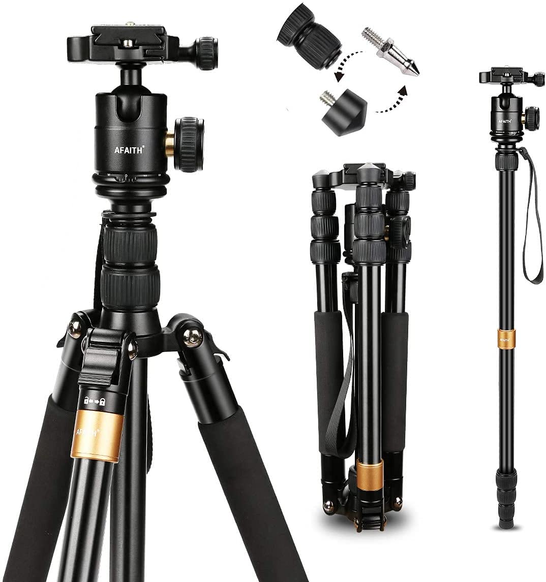 Afaith Q668S Professional Camera Tripod Ultra Compact And Lightweight Aluminum Digital Dslr Video Camera Tripod Monopod & Ball Head