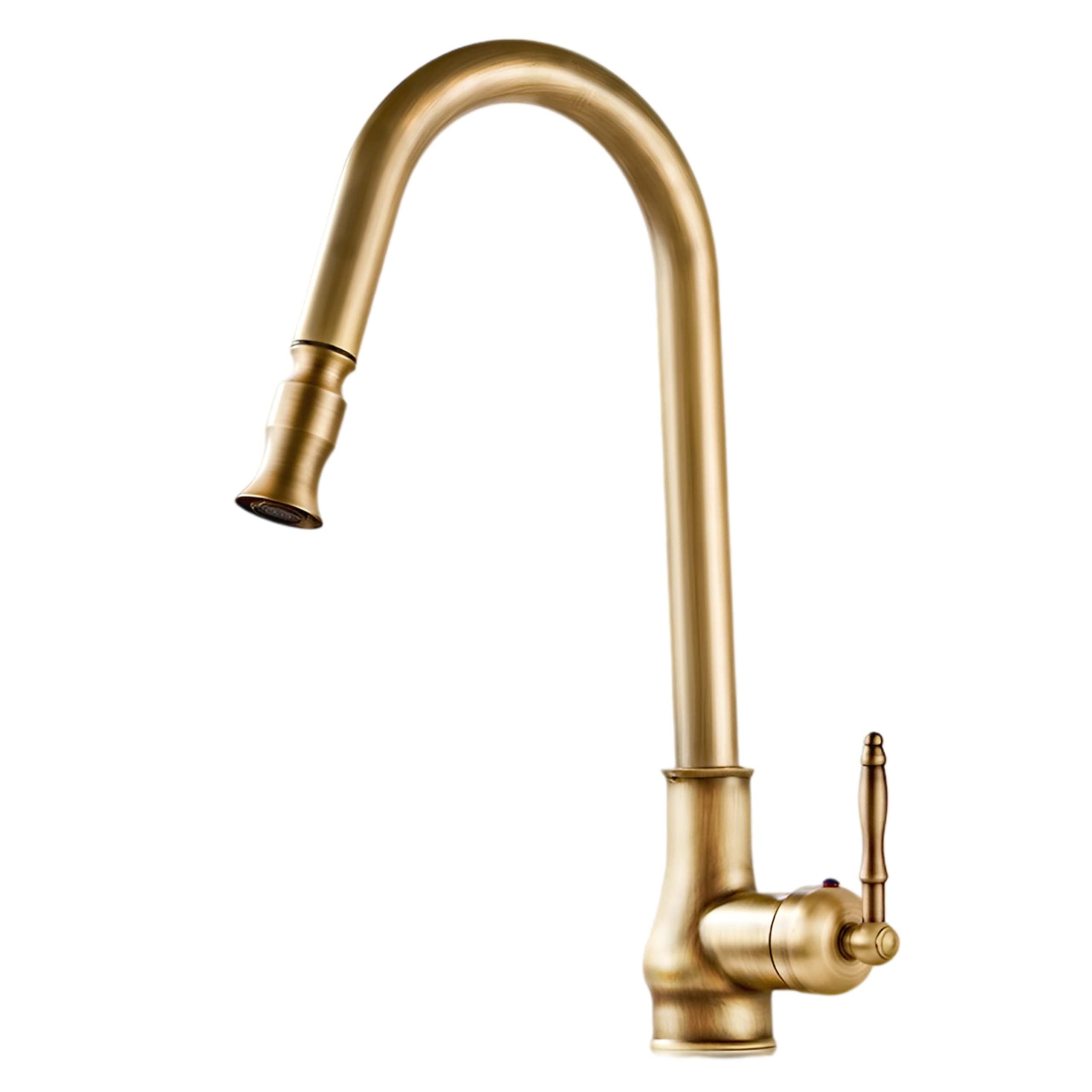 Lightinthebox Single Handle Kitchen Faucet,Antique Copper One Hole Pull Out Pull Down Widespread Brass Faucet Body With Cold Hot Mixer Hoses